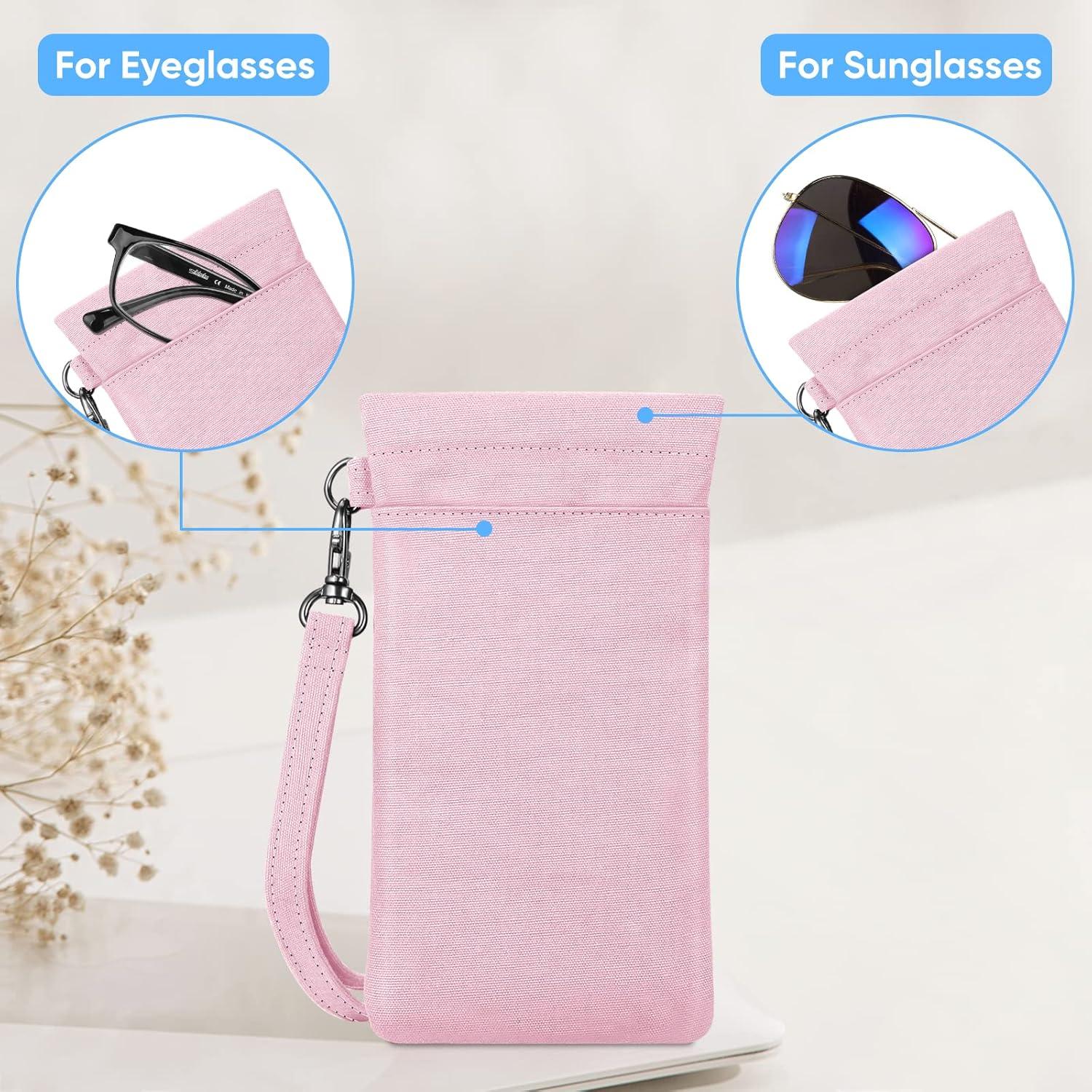 Funda Doble para Gafas Fintie Rosa con Correa y Microfibra