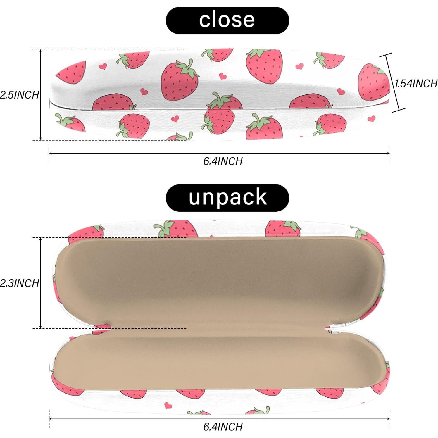 Estuche para Gafas Duro PU M7-Fresa con Paño de Limpieza