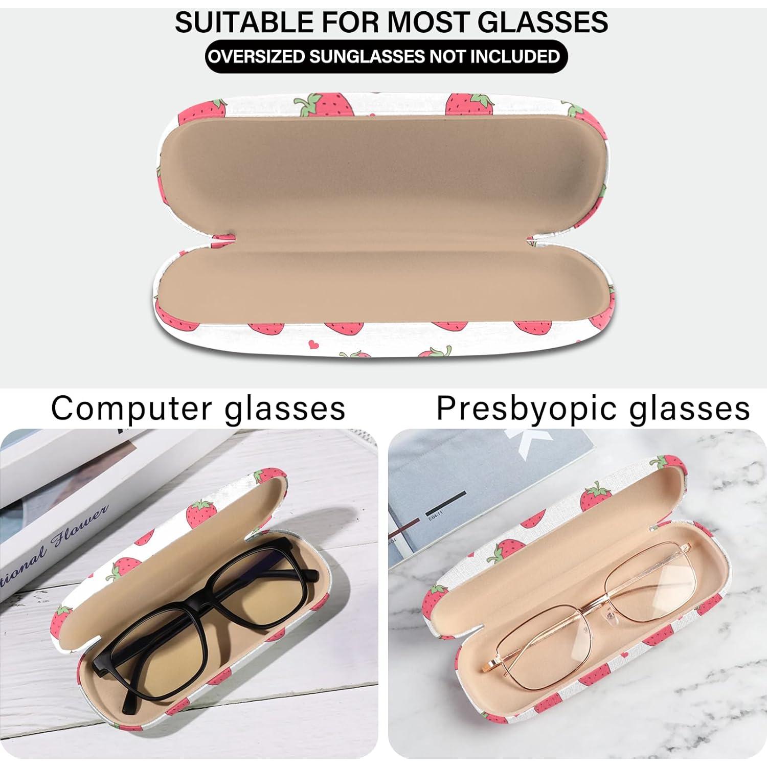 Estuche para Gafas Duro PU M7-Fresa con Paño de Limpieza