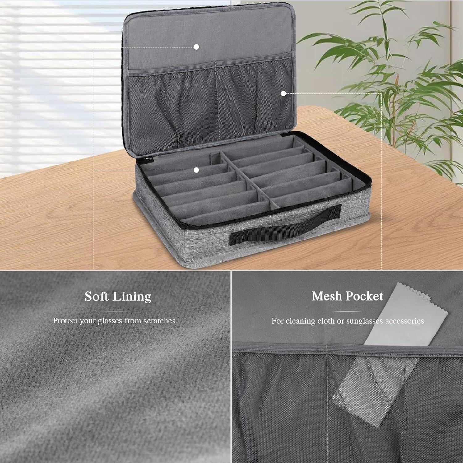 Estuche Organizador de Gafas Bukere 12 Compartimentos Gris