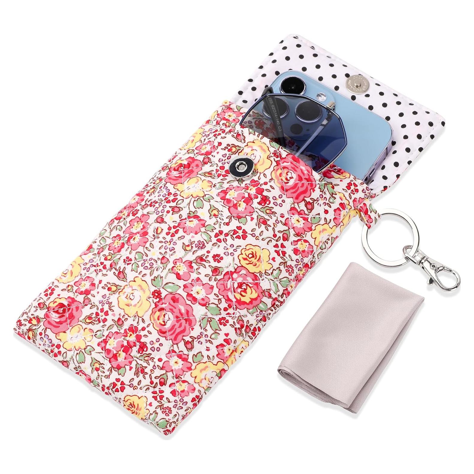 Funda Doble para Gafas Suave Floral Rojo 19x10.8 cm