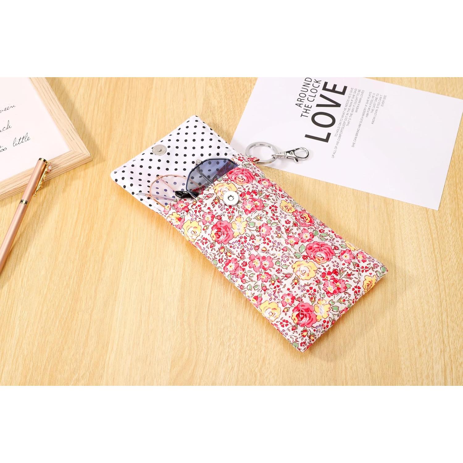 Funda Doble para Gafas Suave Floral Rojo 19x10.8 cm