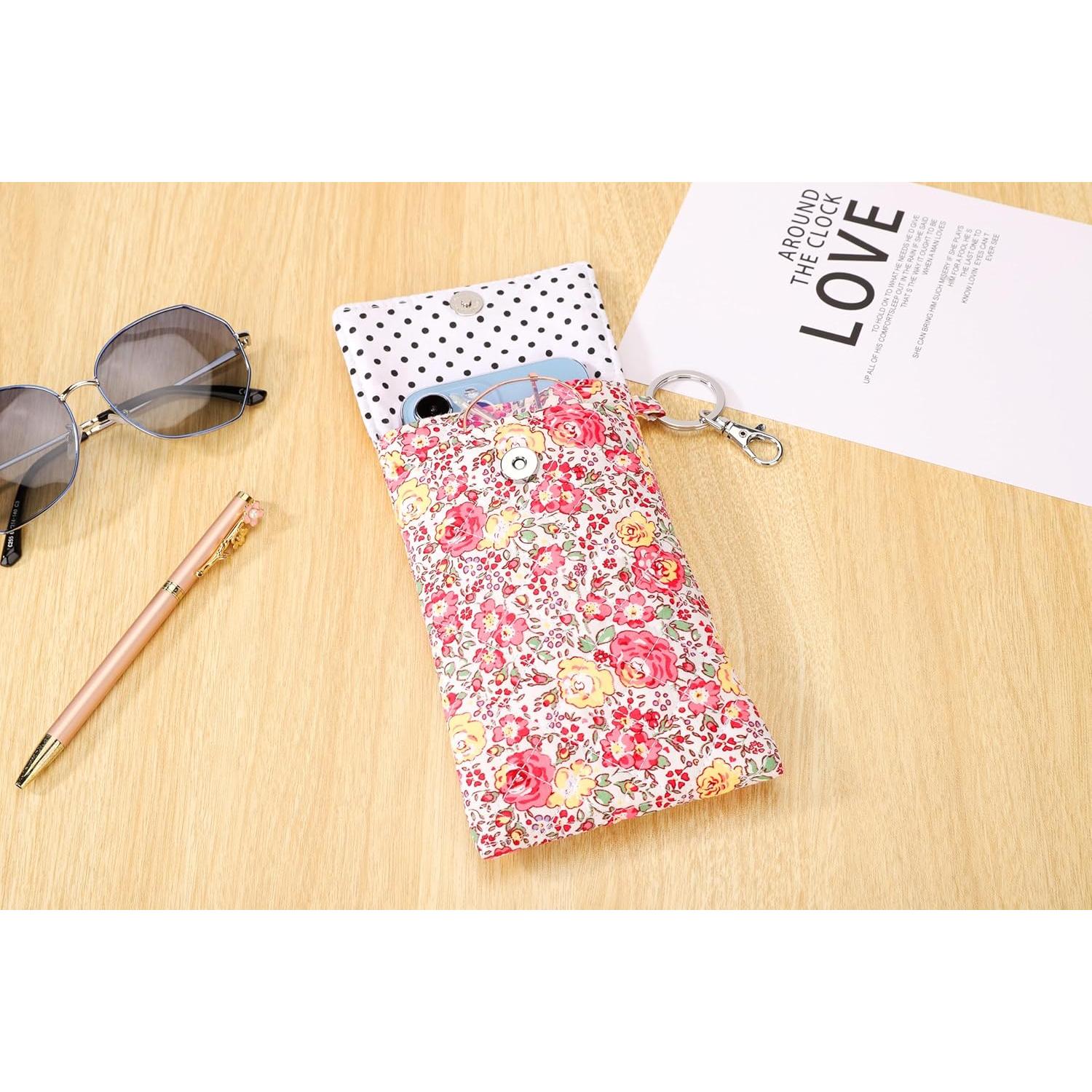 Funda Doble para Gafas Suave Floral Rojo 19x10.8 cm