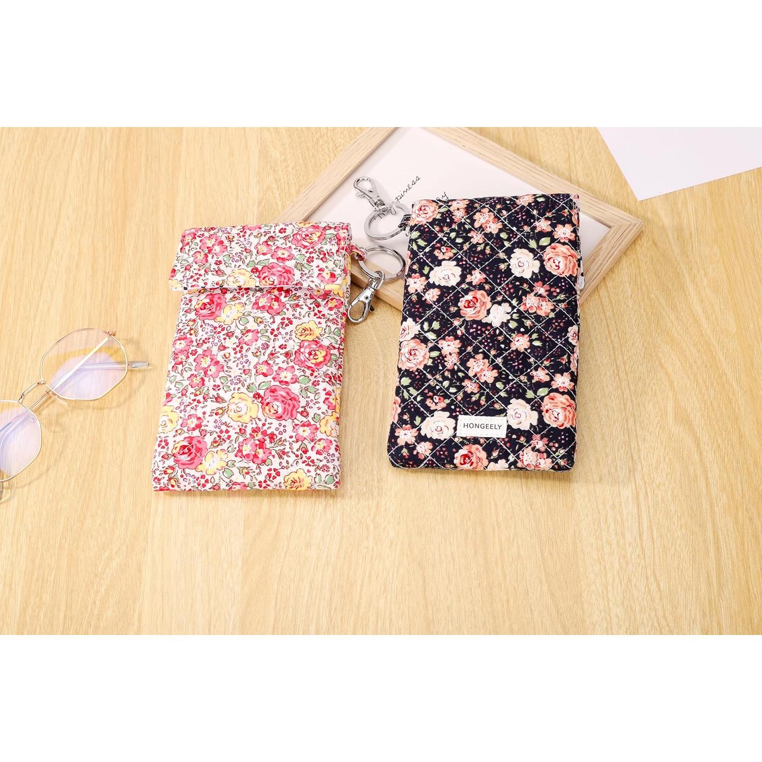 Funda Doble para Gafas Suave Floral Rojo 19x10.8 cm