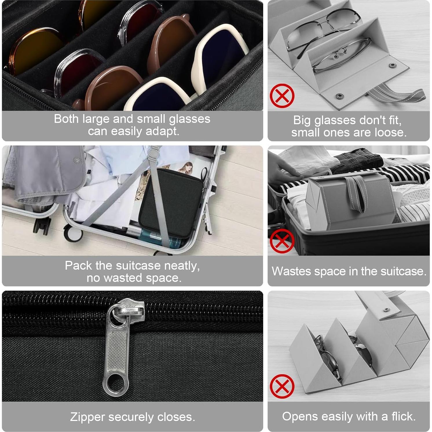 Estuche Organizador de Gafas Bukere Gris Oscuro 4 Ranuras