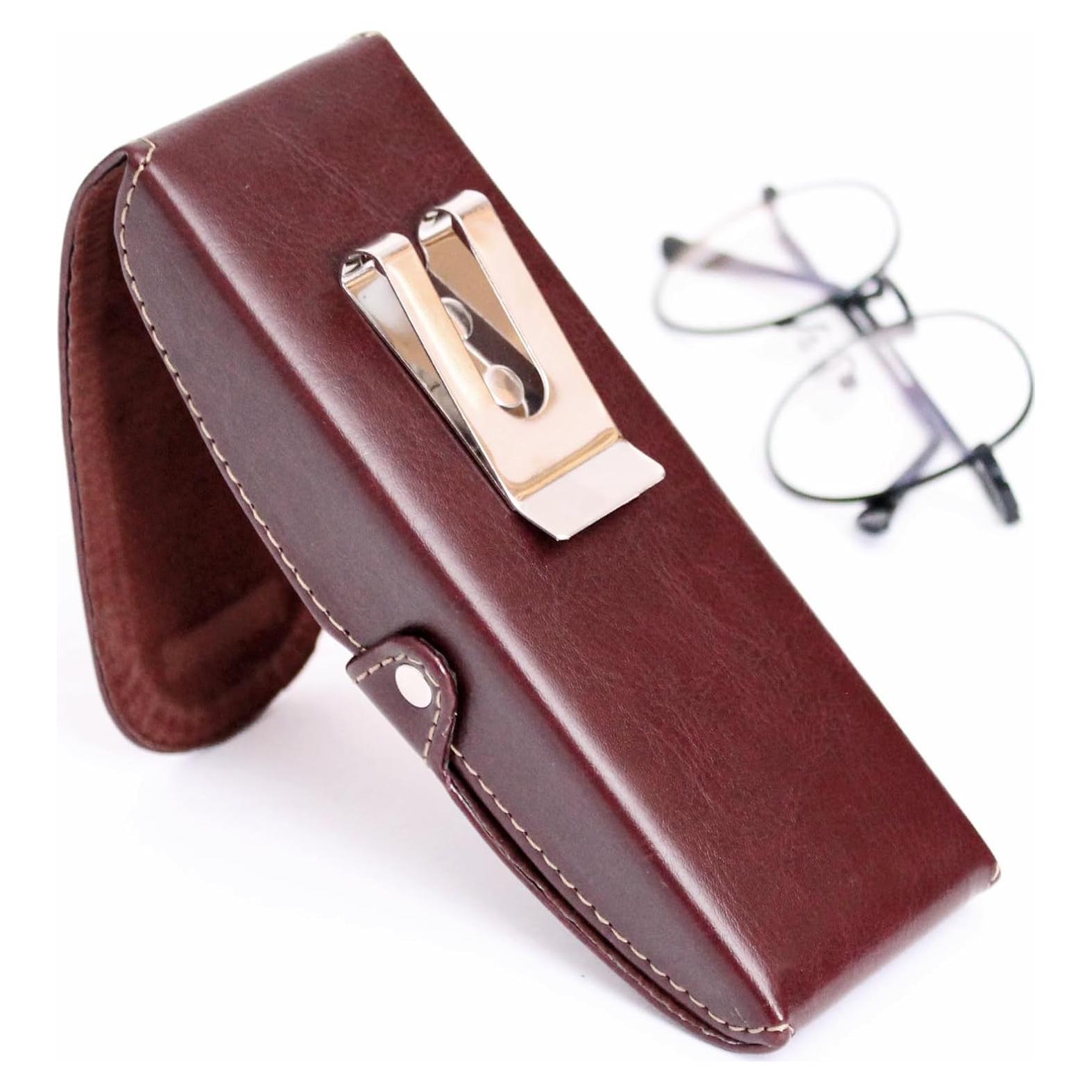 Estuche Duro para Gafas Orsus Marrón 15x5 cm con Clip