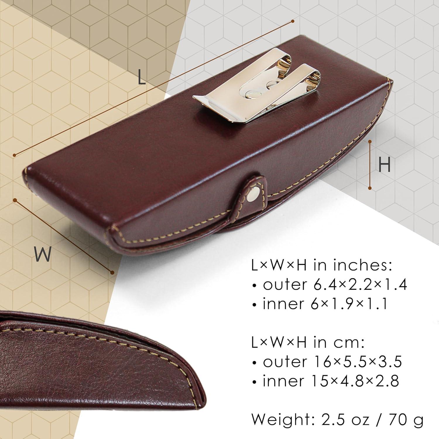 Estuche Duro para Gafas Orsus Marrón 15x5 cm con Clip