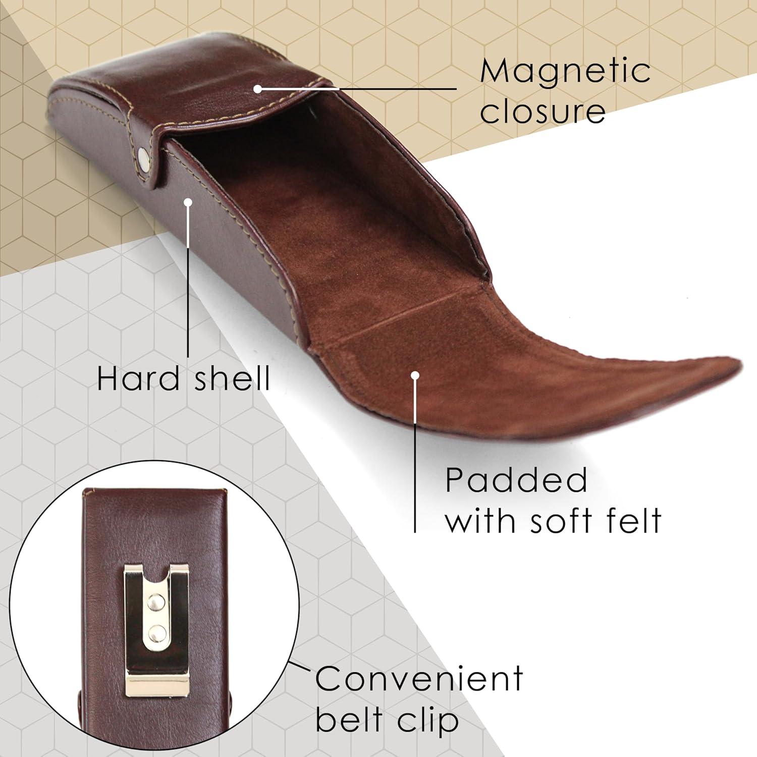 Estuche Duro para Gafas Orsus Marrón 15x5 cm con Clip