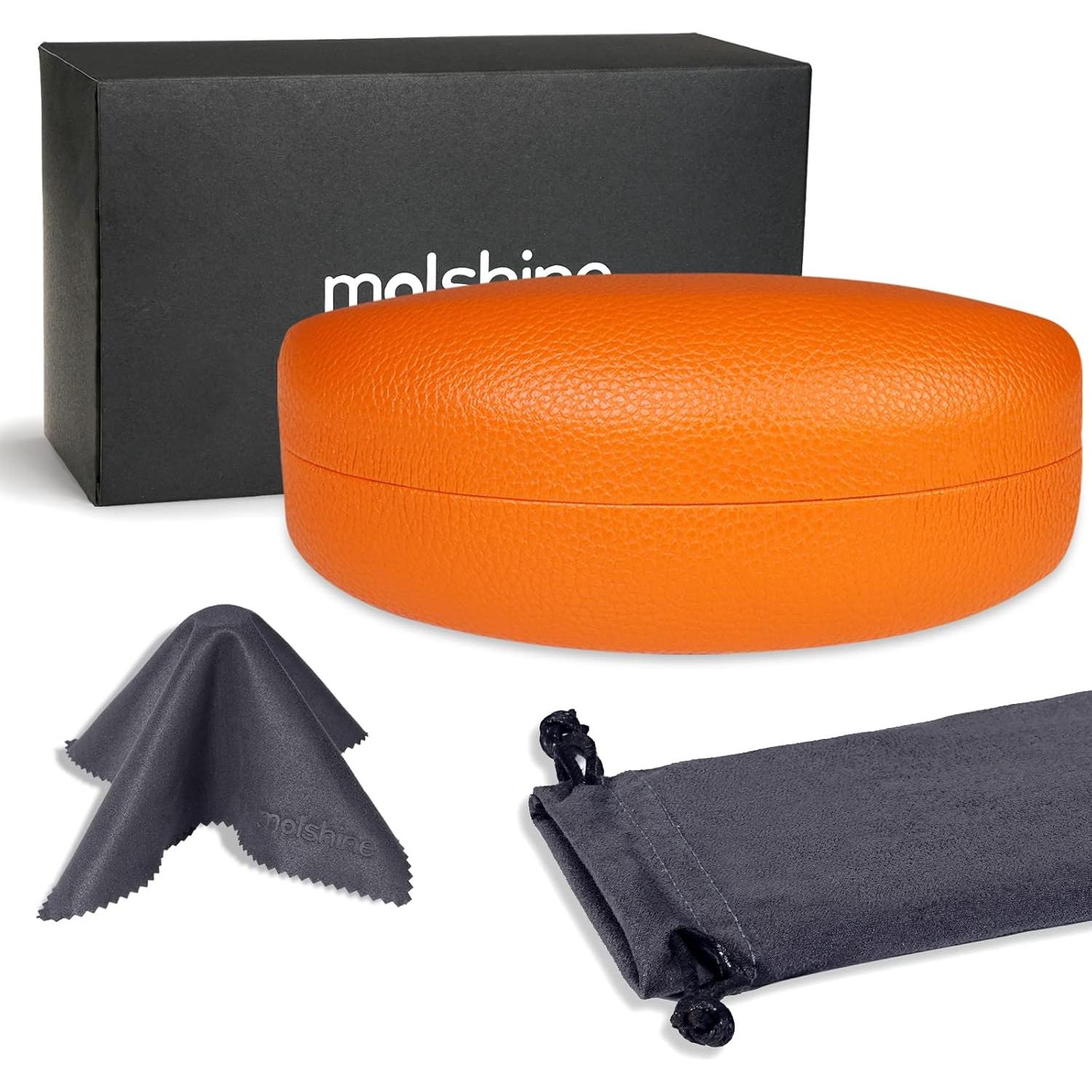 Funda Dura para Gafas Molshine Naranja con Paño de Limpieza
