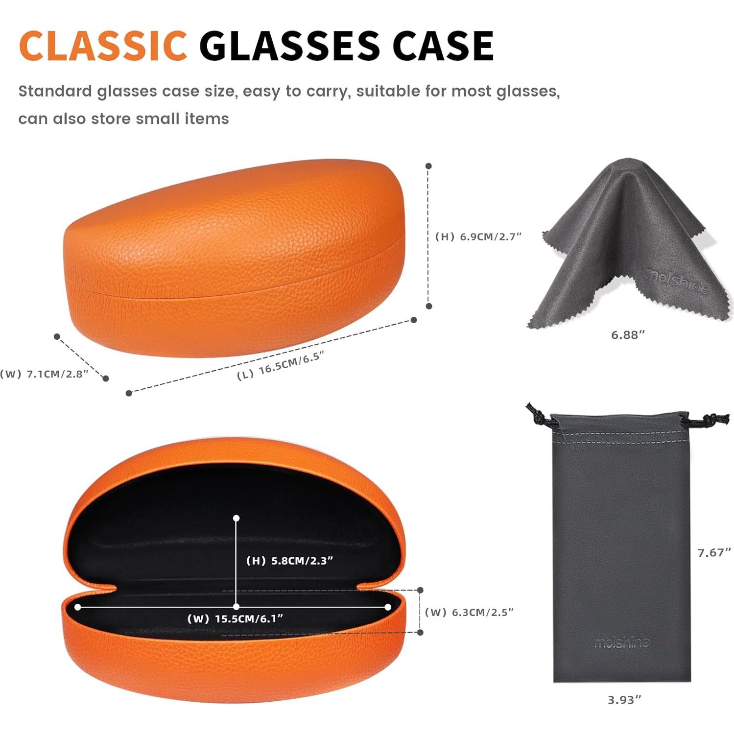 Funda Dura para Gafas Molshine Naranja con Paño de Limpieza
