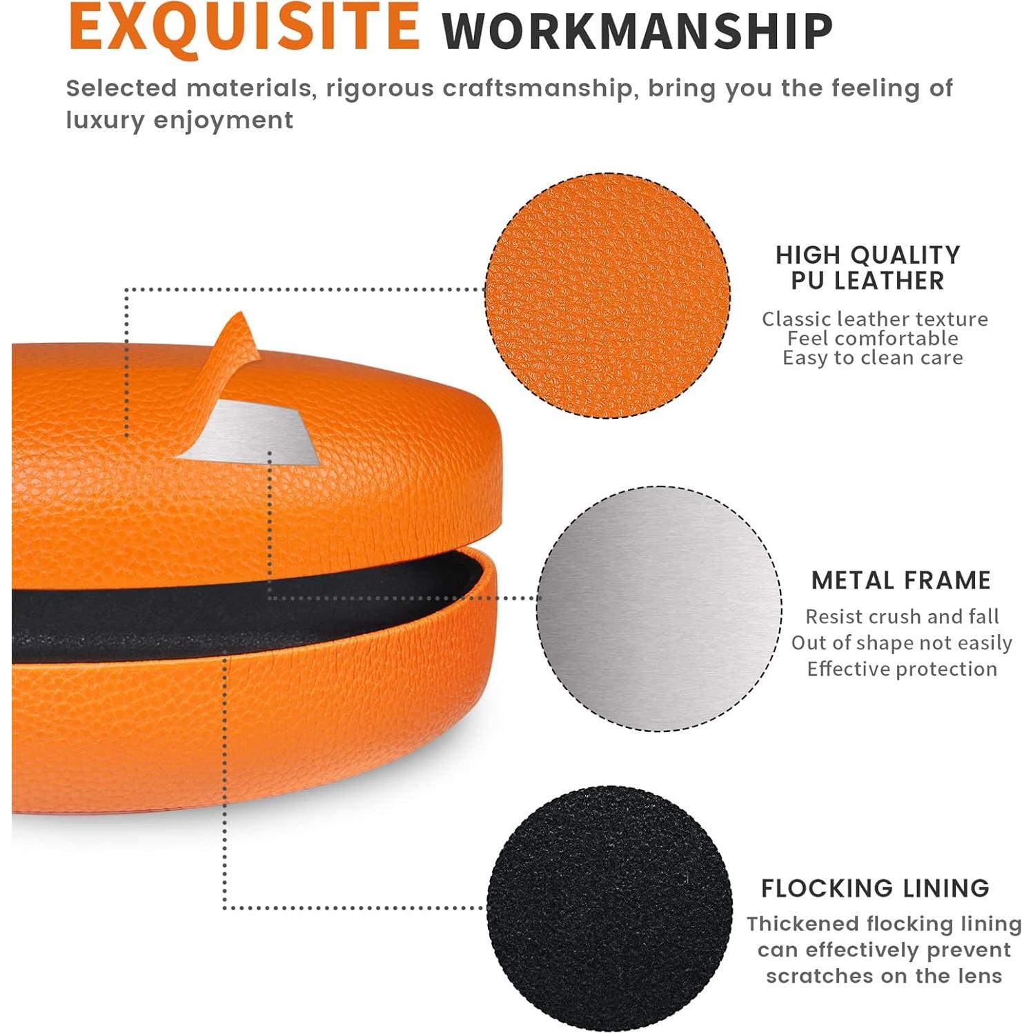 Funda Dura para Gafas Molshine Naranja con Paño de Limpieza