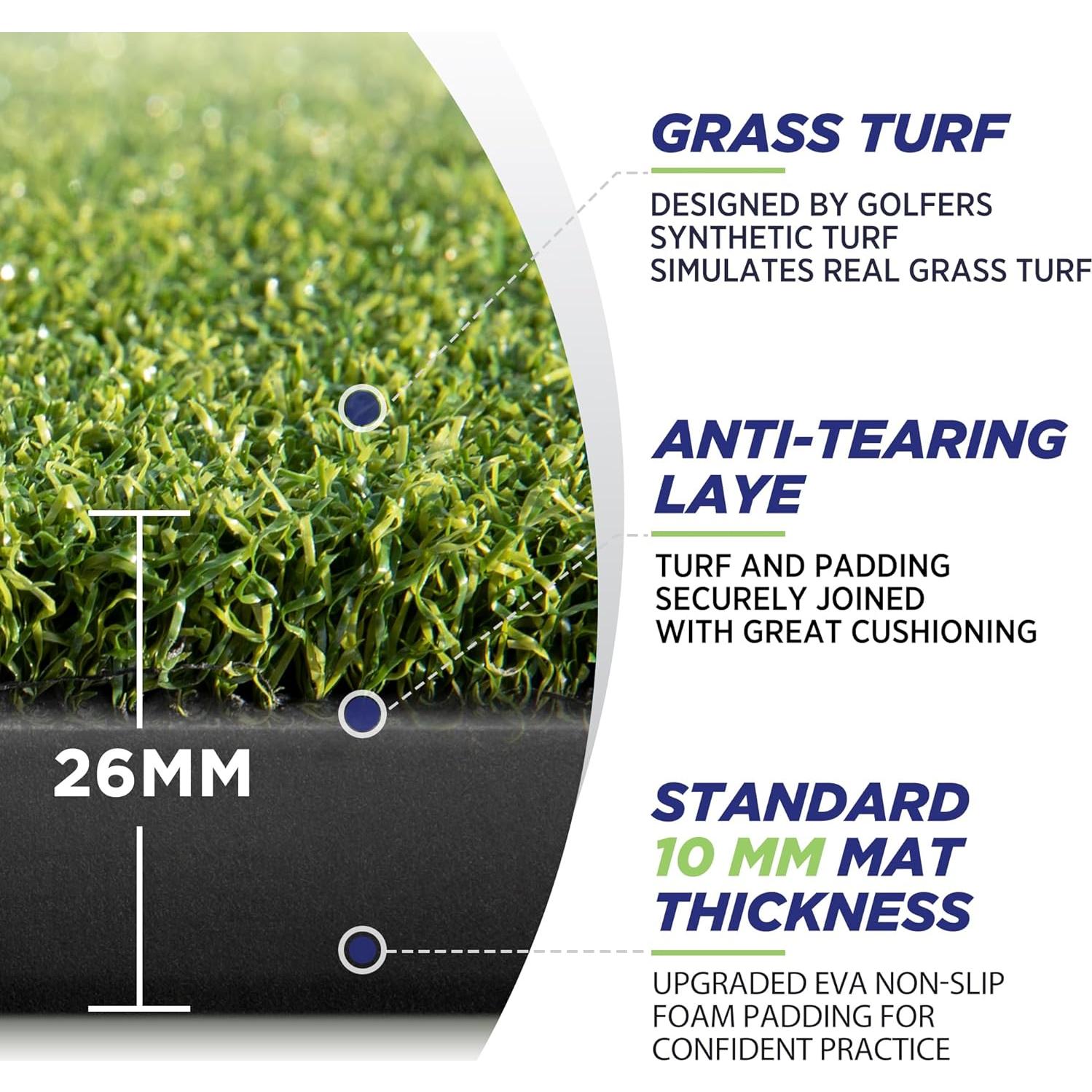 Alfombra de Golf Golfguru 5x4 pies con 10 Pelotas y 7 Tees