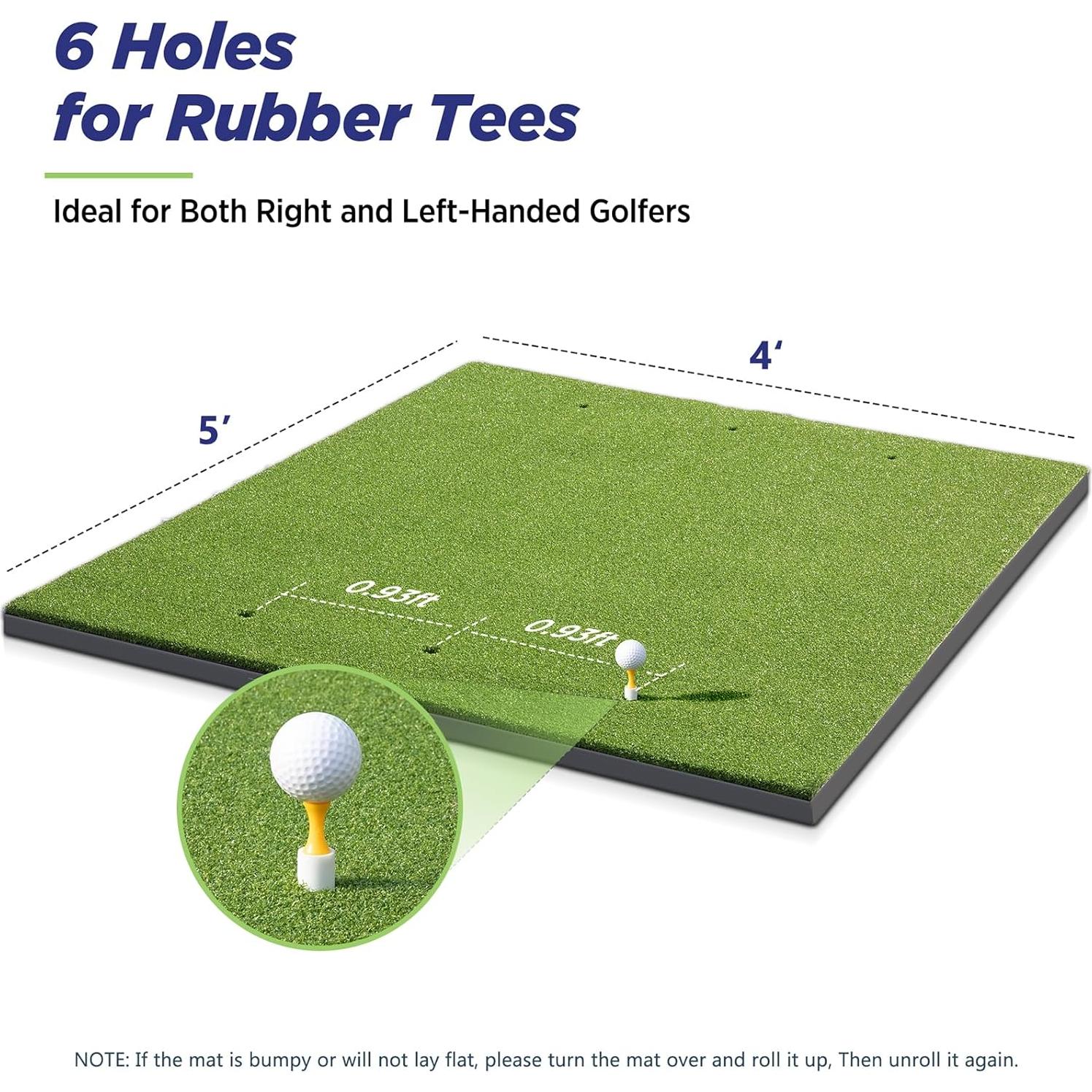 Alfombra de Golf Golfguru 5x4 pies con 10 Pelotas y 7 Tees