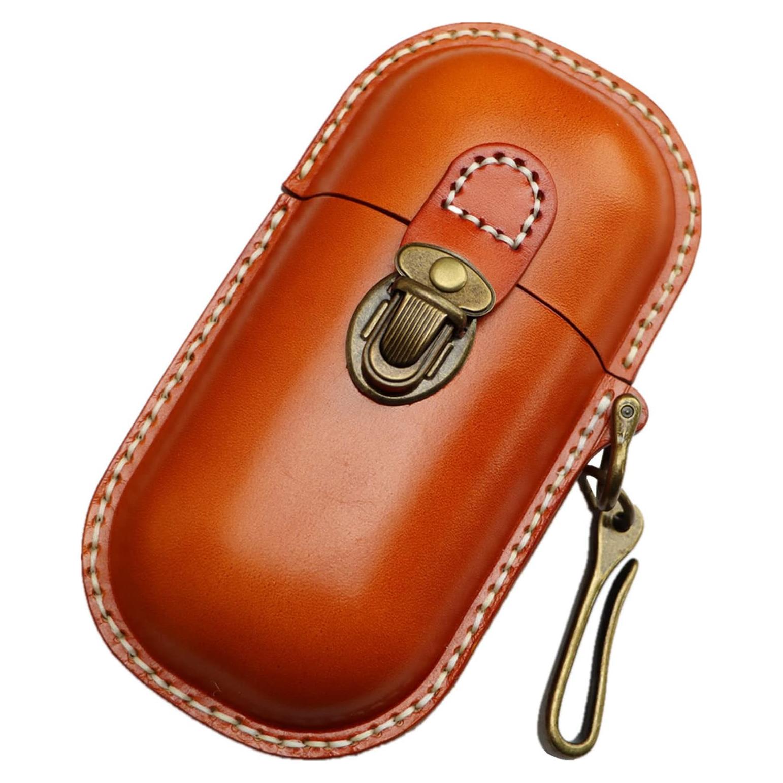 Estuche de Gafas de Cuero Marrón Hecho a Mano 17x8.6 cm