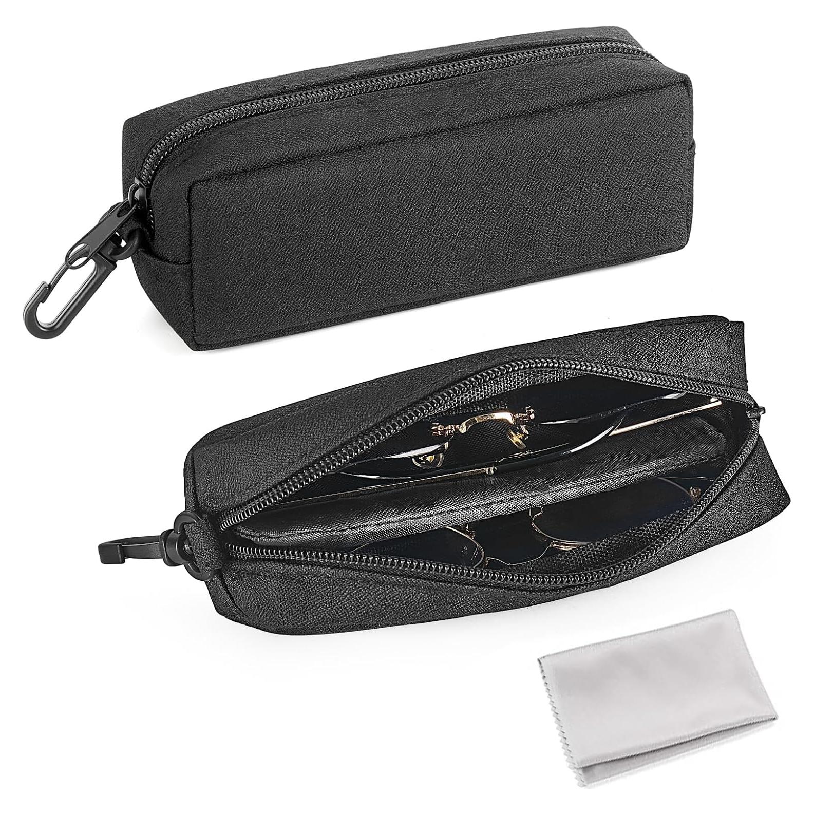 Estuche Doble para Gafas Mkono Suave con Clip y Paño