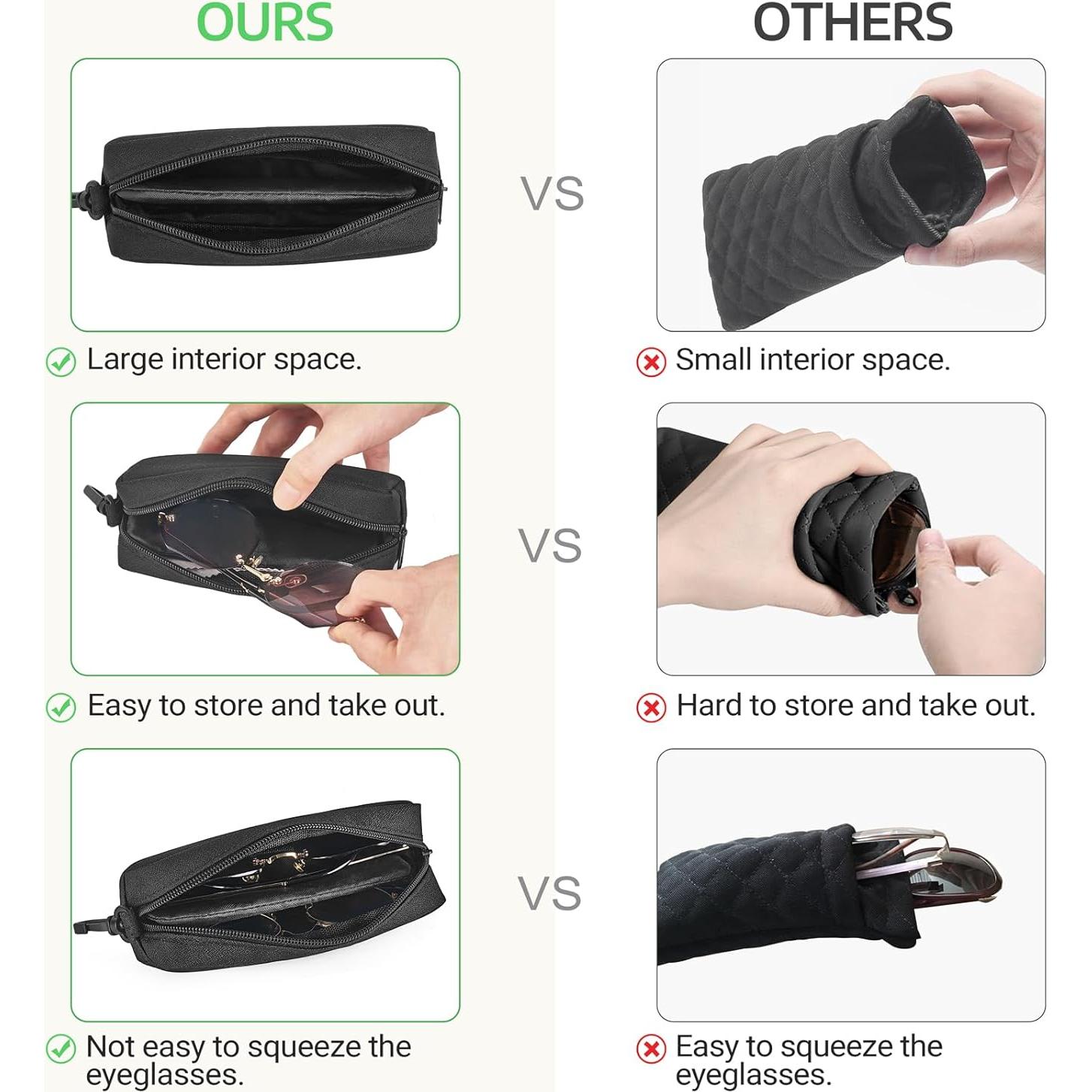 Estuche Doble para Gafas Mkono Suave con Clip y Paño