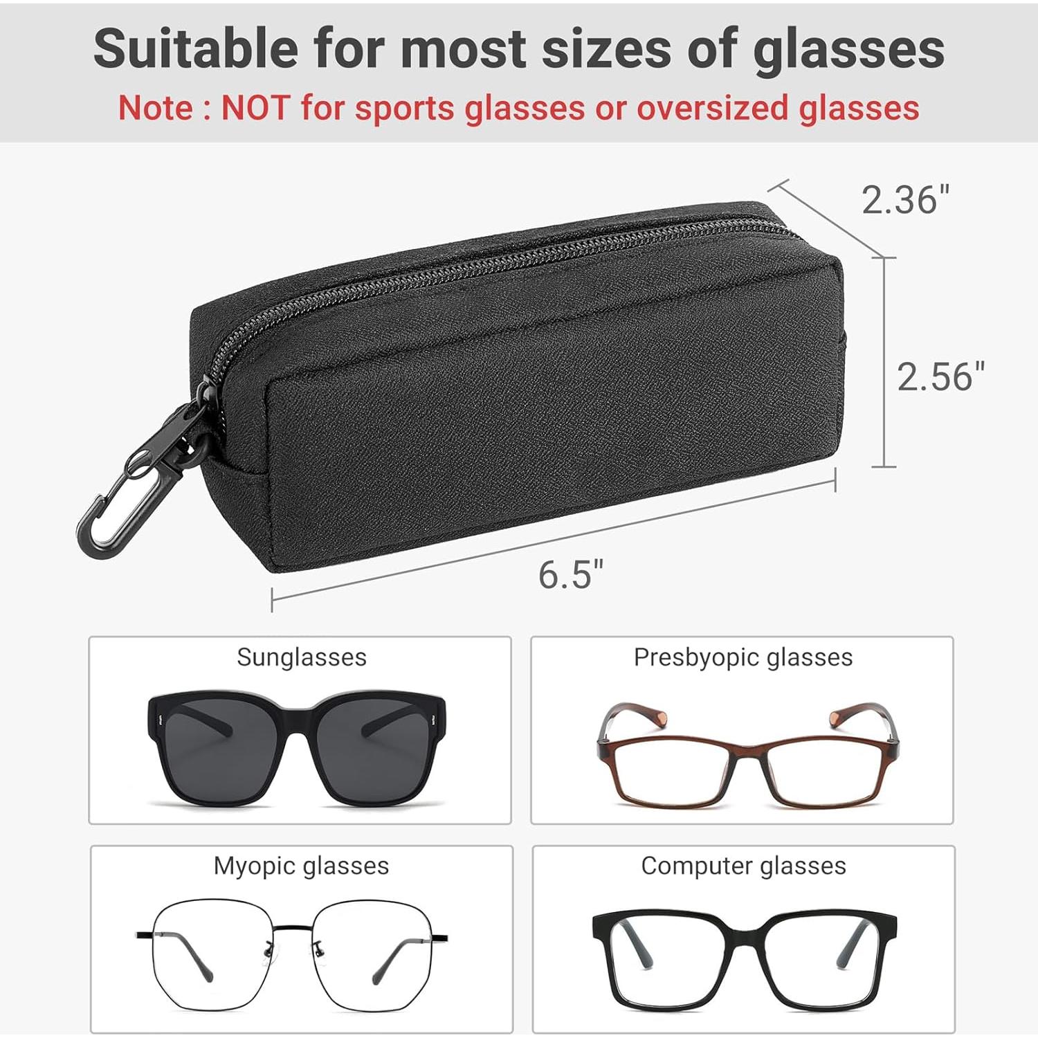 Estuche Doble para Gafas Mkono Suave con Clip y Paño