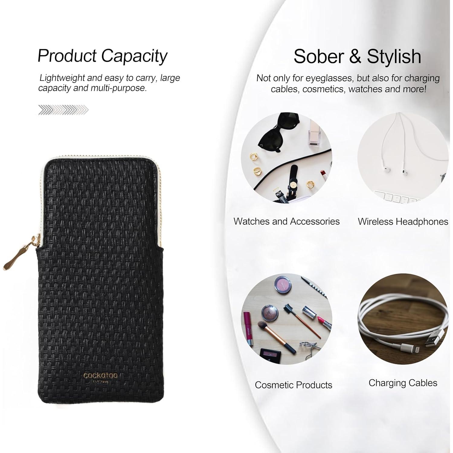 Estuche para Gafas Cockatoo Negro Delgado 16.5x7.5cm