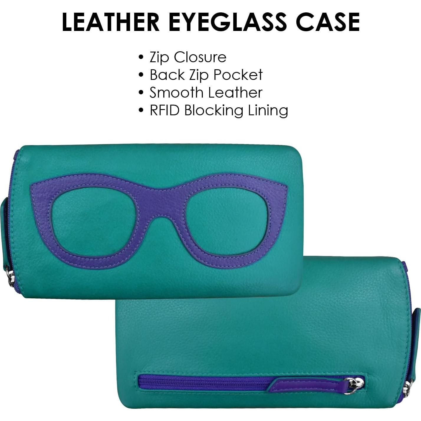 Estuche de Gafas ili de Cuero Suave con RFID y Cremallera