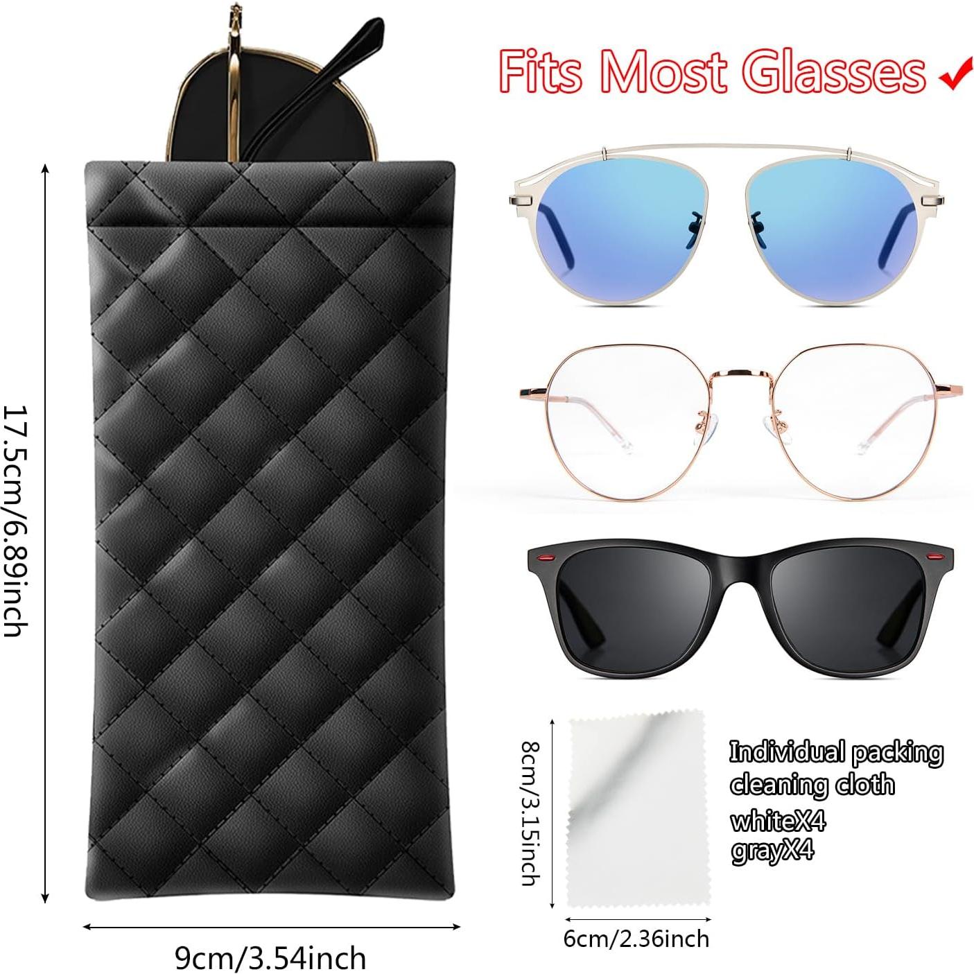 Paquete de 8 Fundas para Gafas de Sol - Cuero PU Elegante