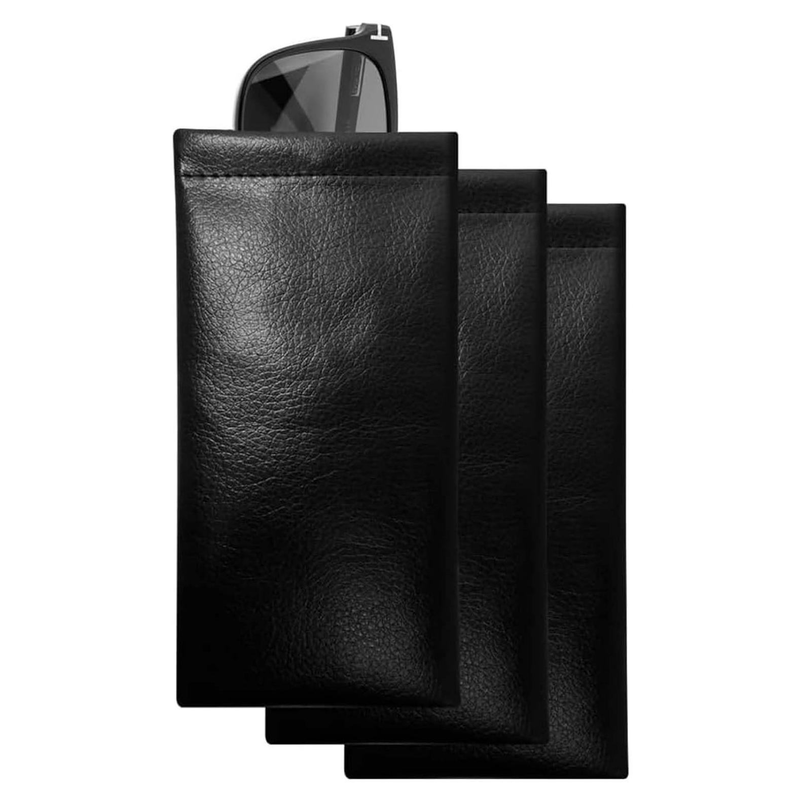 Estuche de Gafas de Cuero Suave 3 Piezas Portátil