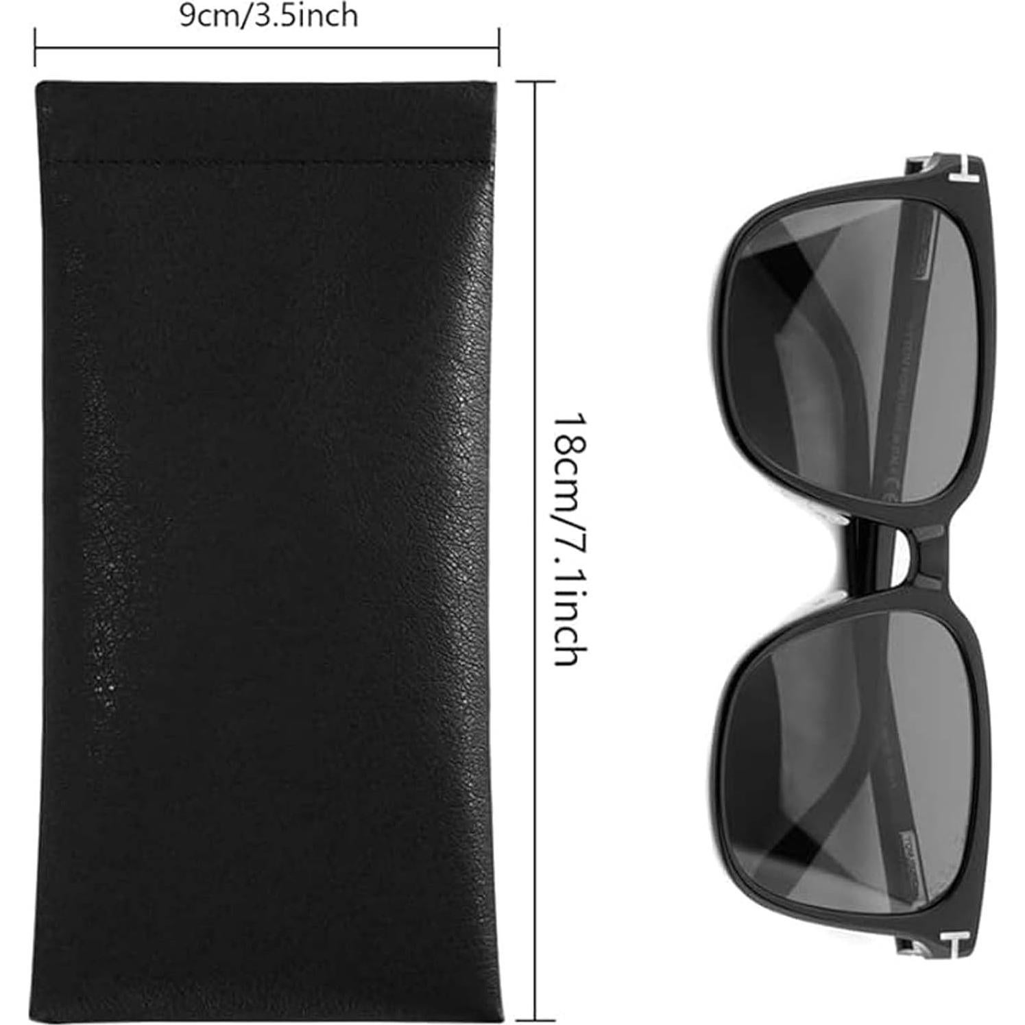 Estuche de Gafas de Cuero Suave 3 Piezas Portátil