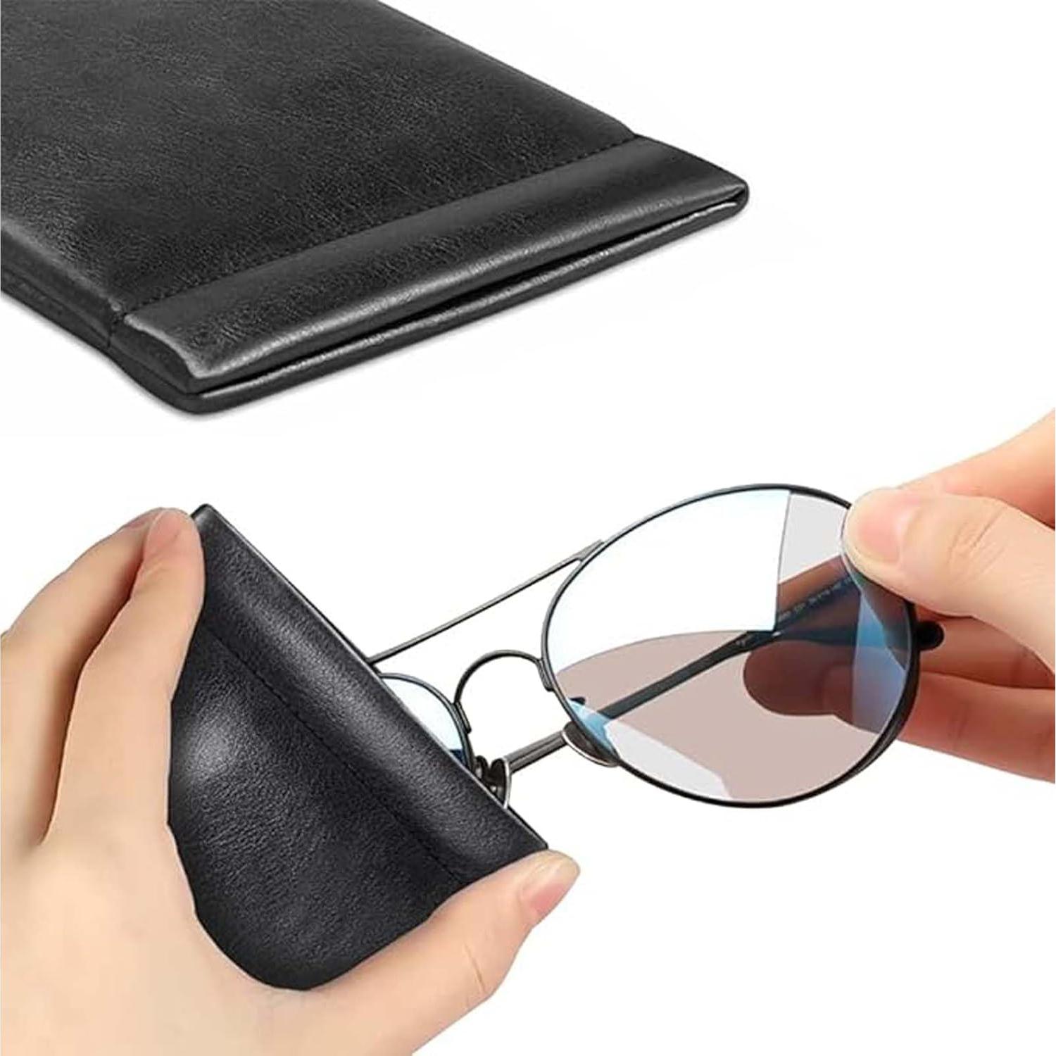 Estuche de Gafas de Cuero Suave 3 Piezas Portátil