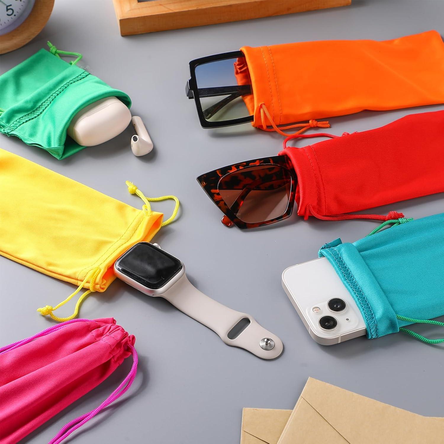 24 Fundas de Gafas Microfibra Multicolor con Cierre