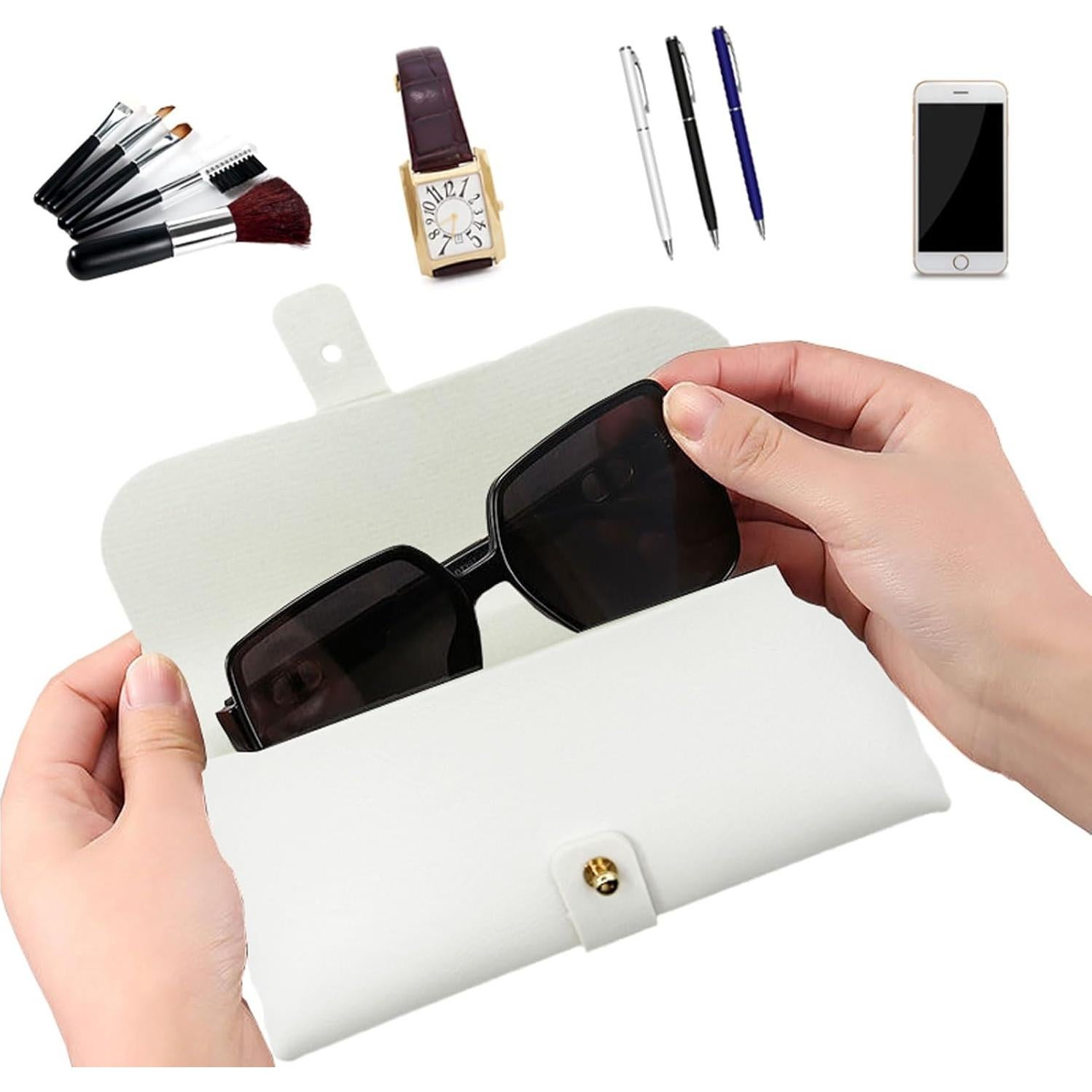 Bolsa de almacenamiento para gafas de cuero unisex 16.5x8x5 cm