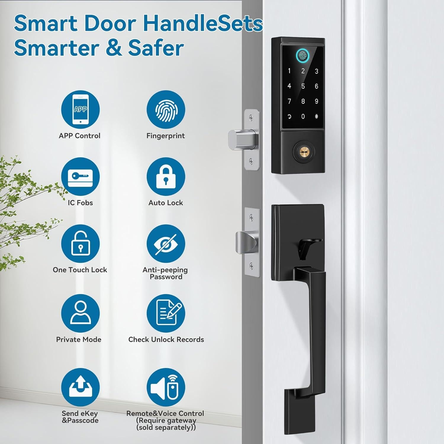 Cerradura Inteligente BEBASIA BA3H-BK con Huella Dactilar y App