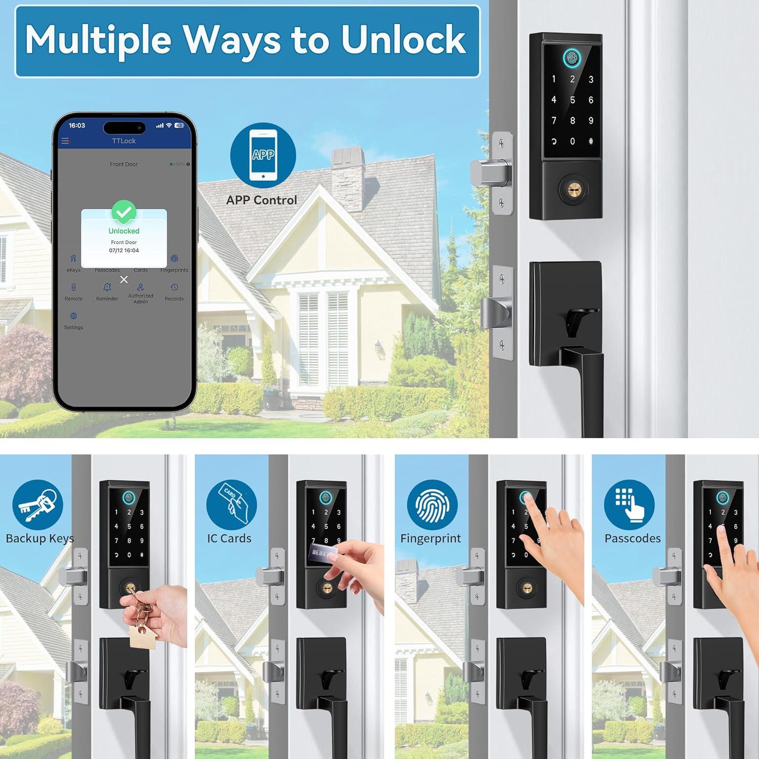 Cerradura Inteligente BEBASIA BA3H-BK con Huella Dactilar y App