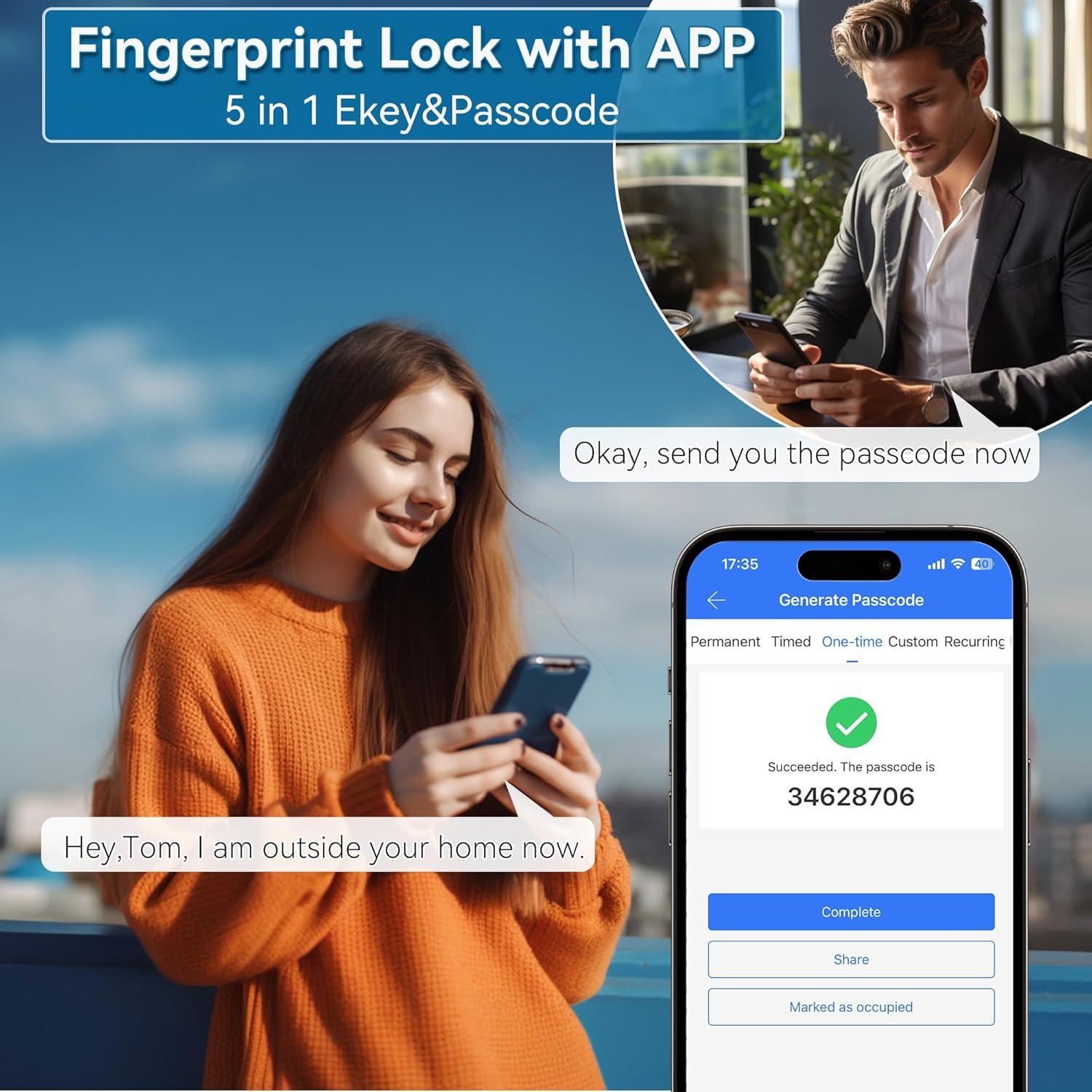 Cerradura Inteligente BEBASIA BA3H-BK con Huella Dactilar y App