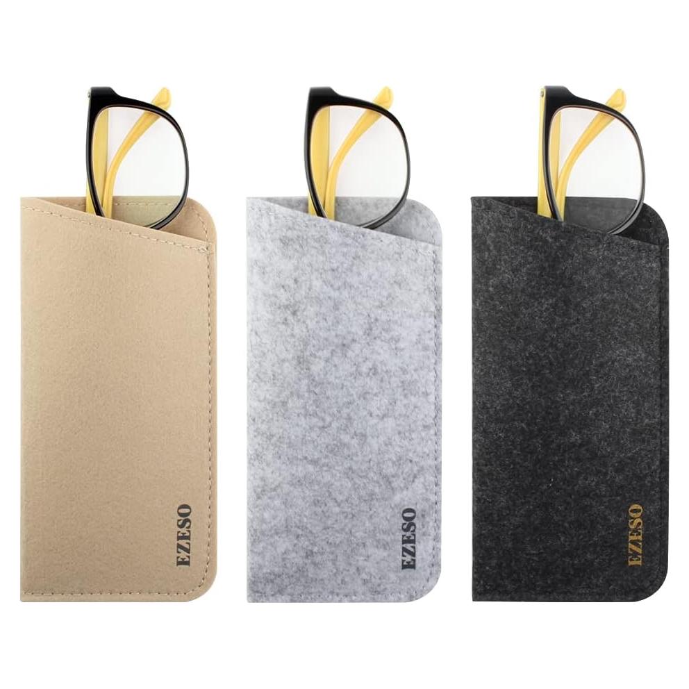 Paquete de 3 Estuches para Gafas - Fieltro Suave - Universal