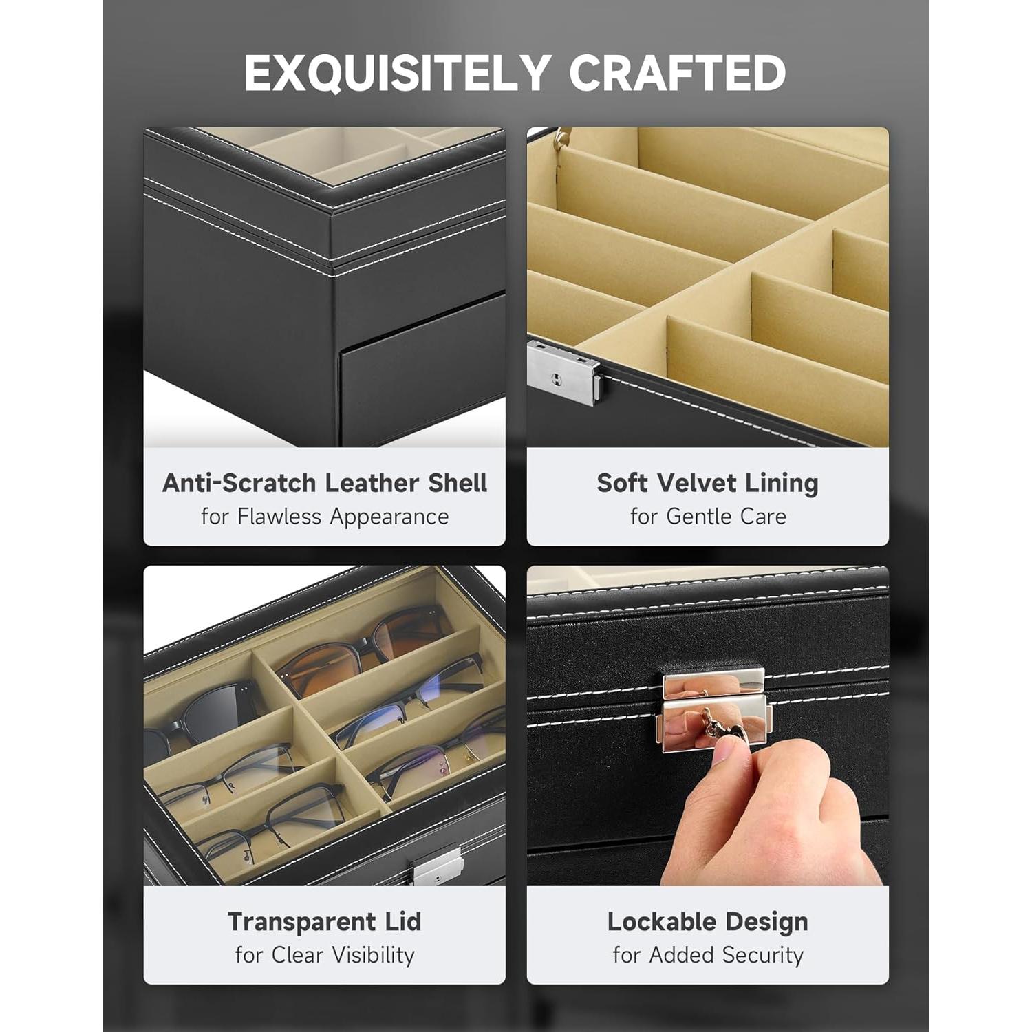 Organizador de Gafas CO-Z con Cerradura y 16 Compartimentos