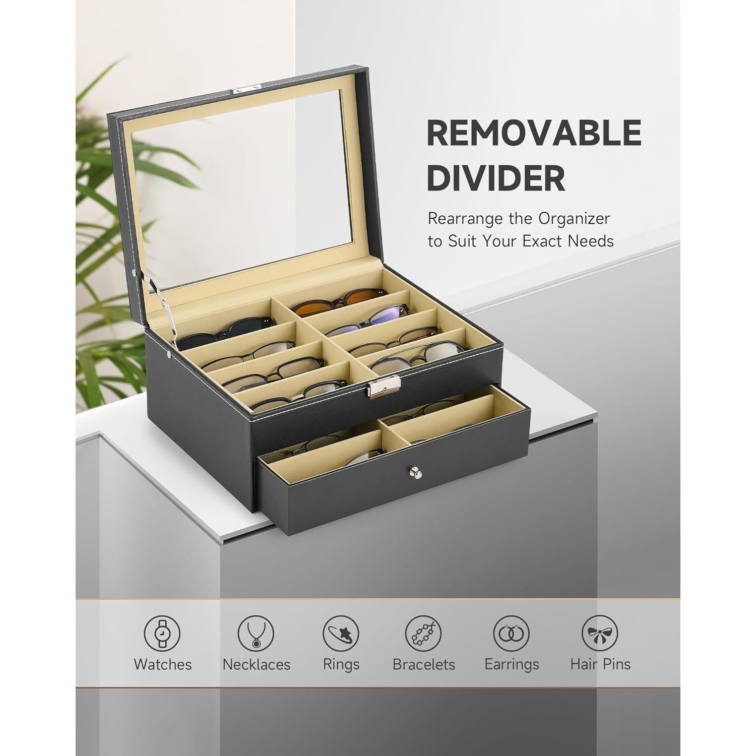 Organizador de Gafas CO-Z con Cerradura y 16 Compartimentos