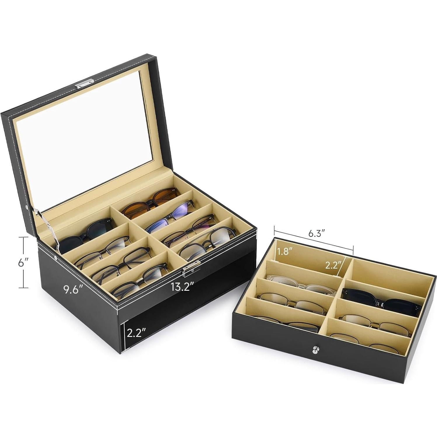 Organizador de Gafas CO-Z con Cerradura y 16 Compartimentos