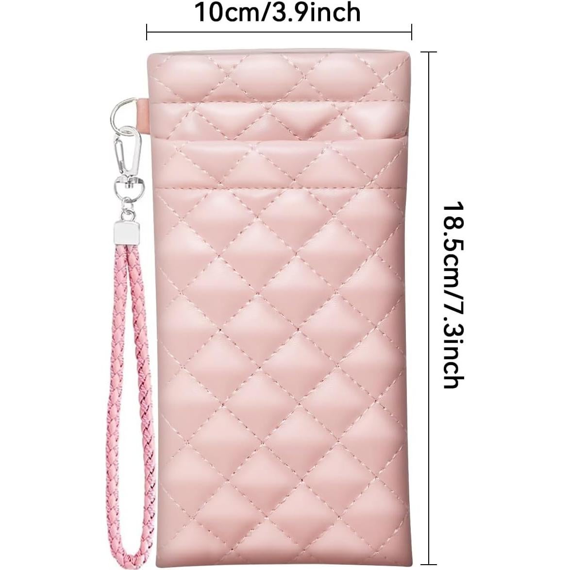 Estuche Doble para Gafas de Cuero Rosa con Cierre Seguro