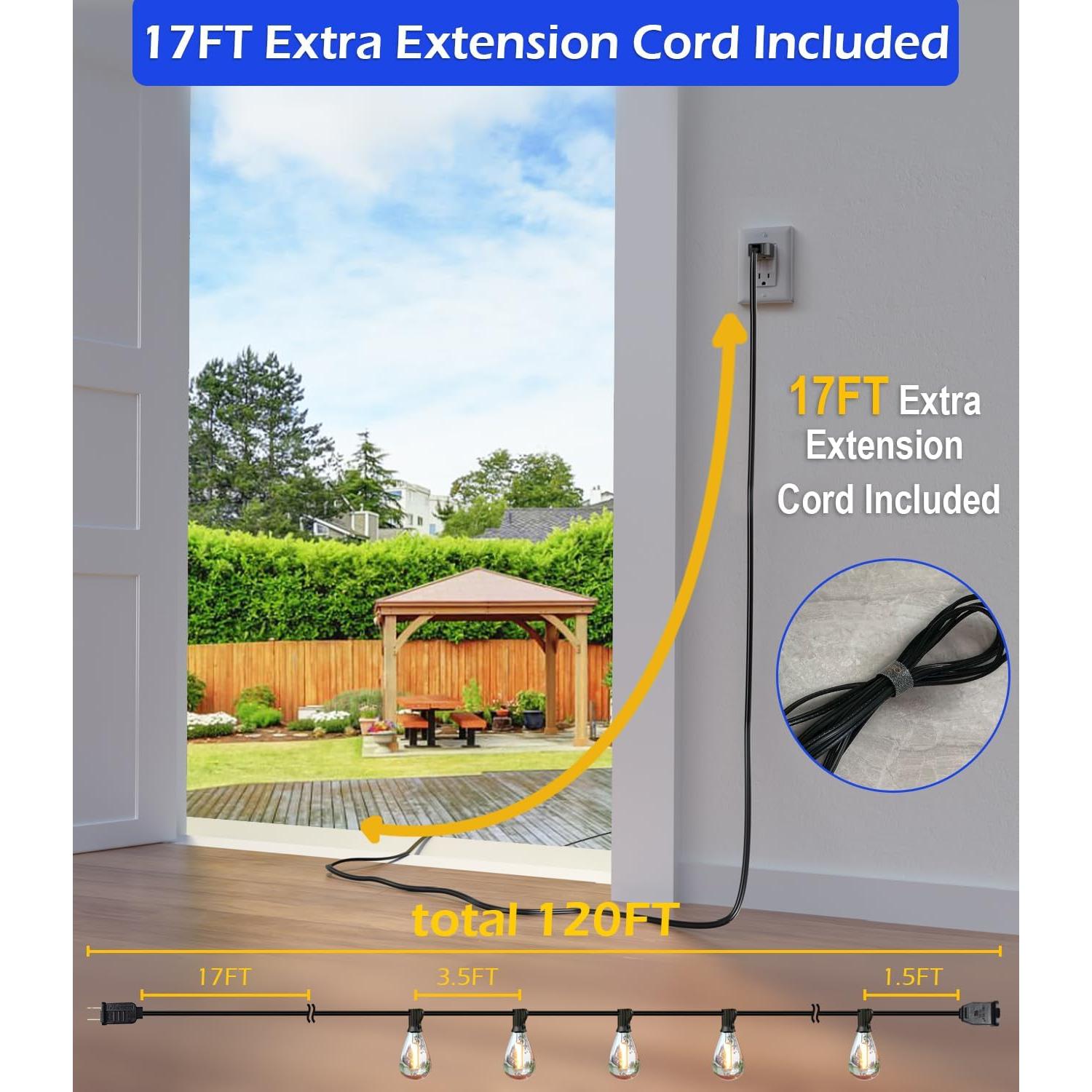 Luces de Cadena LED Luckystyle 120FT 30 Bombillas Exterior