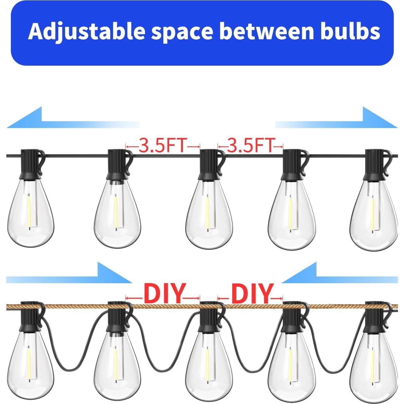 Luces de Cadena LED Luckystyle 120FT 30 Bombillas Exterior