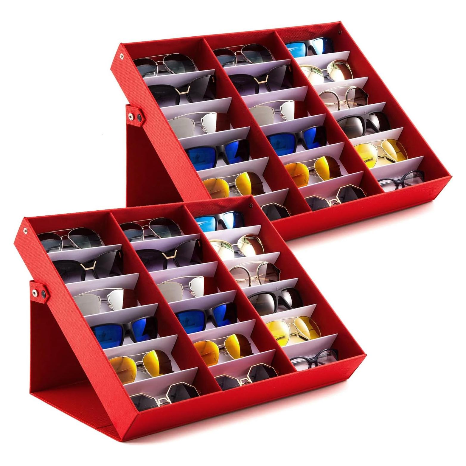 Organizador de Gafas Jiffordwind 18 Ranuras Rojo
