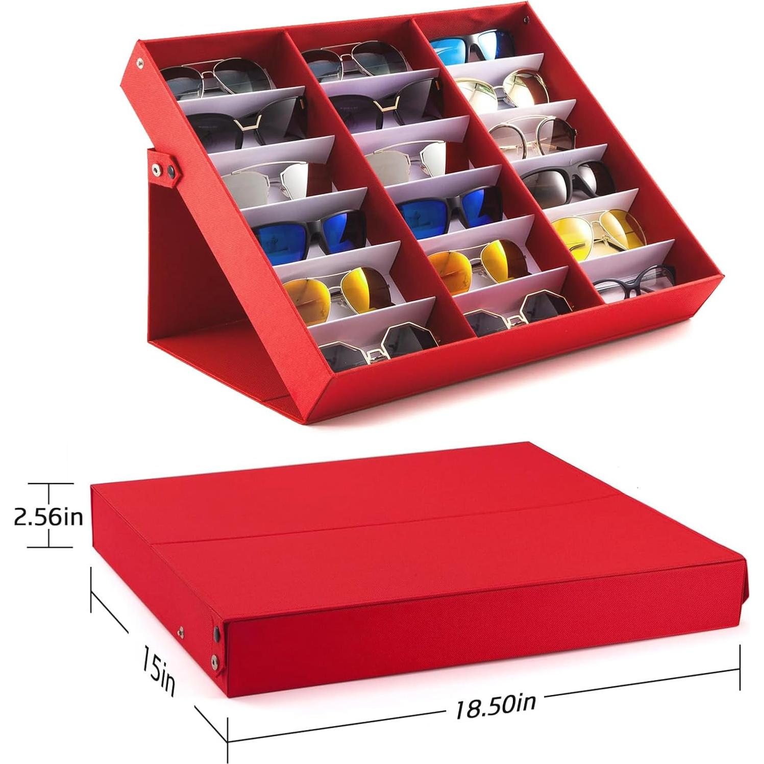 Organizador de Gafas Jiffordwind 18 Ranuras Rojo