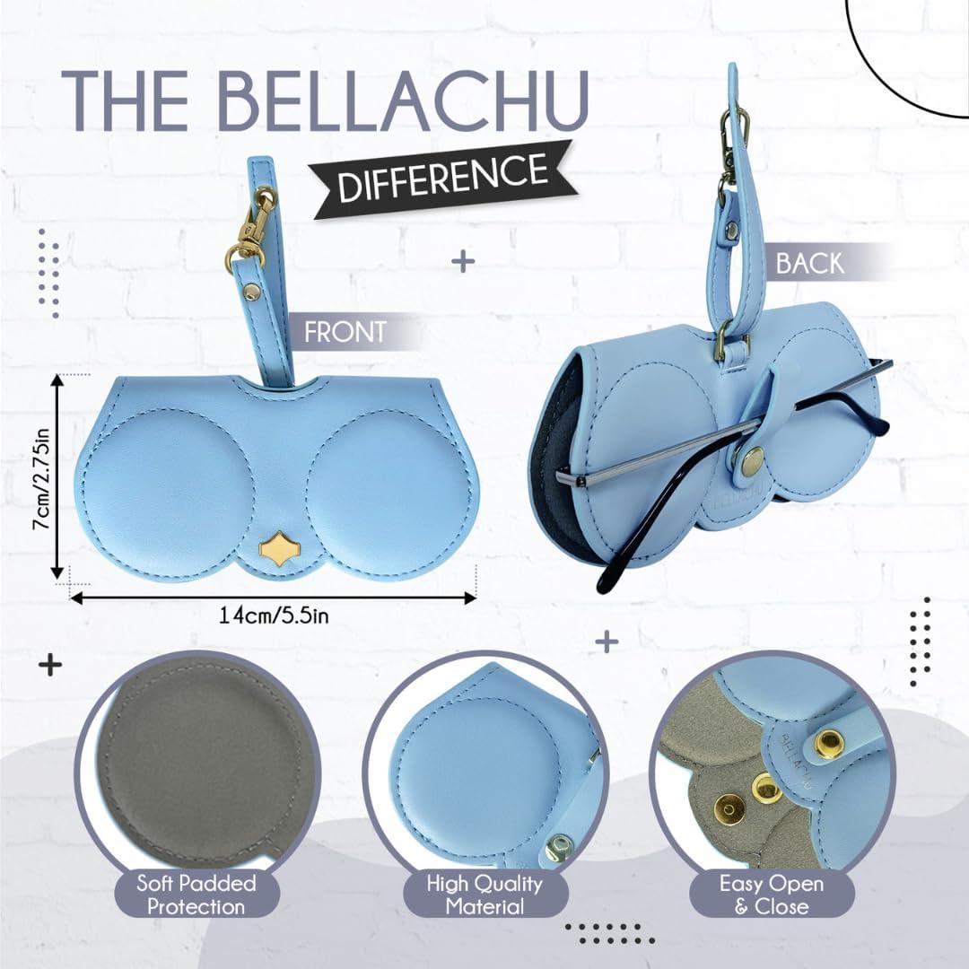 Funda de Gafas BellaChu de Cuero Vegano Acolchada Azul