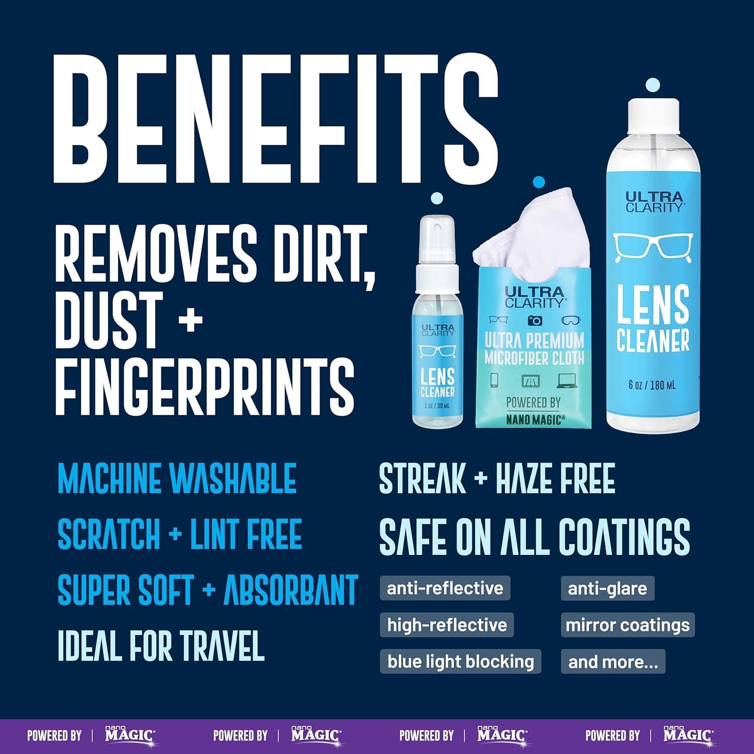 Spray Limpiador de Lentes Ultra Clarity 3 Piezas 210ml