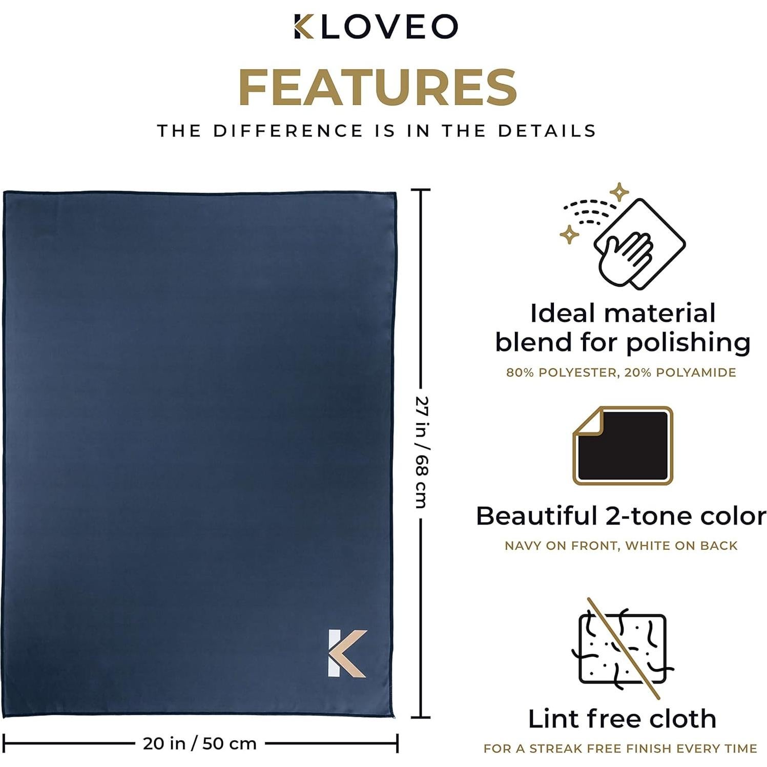 Paño de Pulido KLOVEO 50x68 cm Microfibra Sin Pelusa