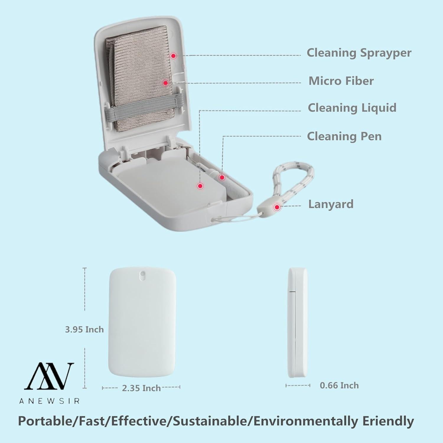 Limpiador de gafas ANEWSIR Kit portátil 19ml ecológico