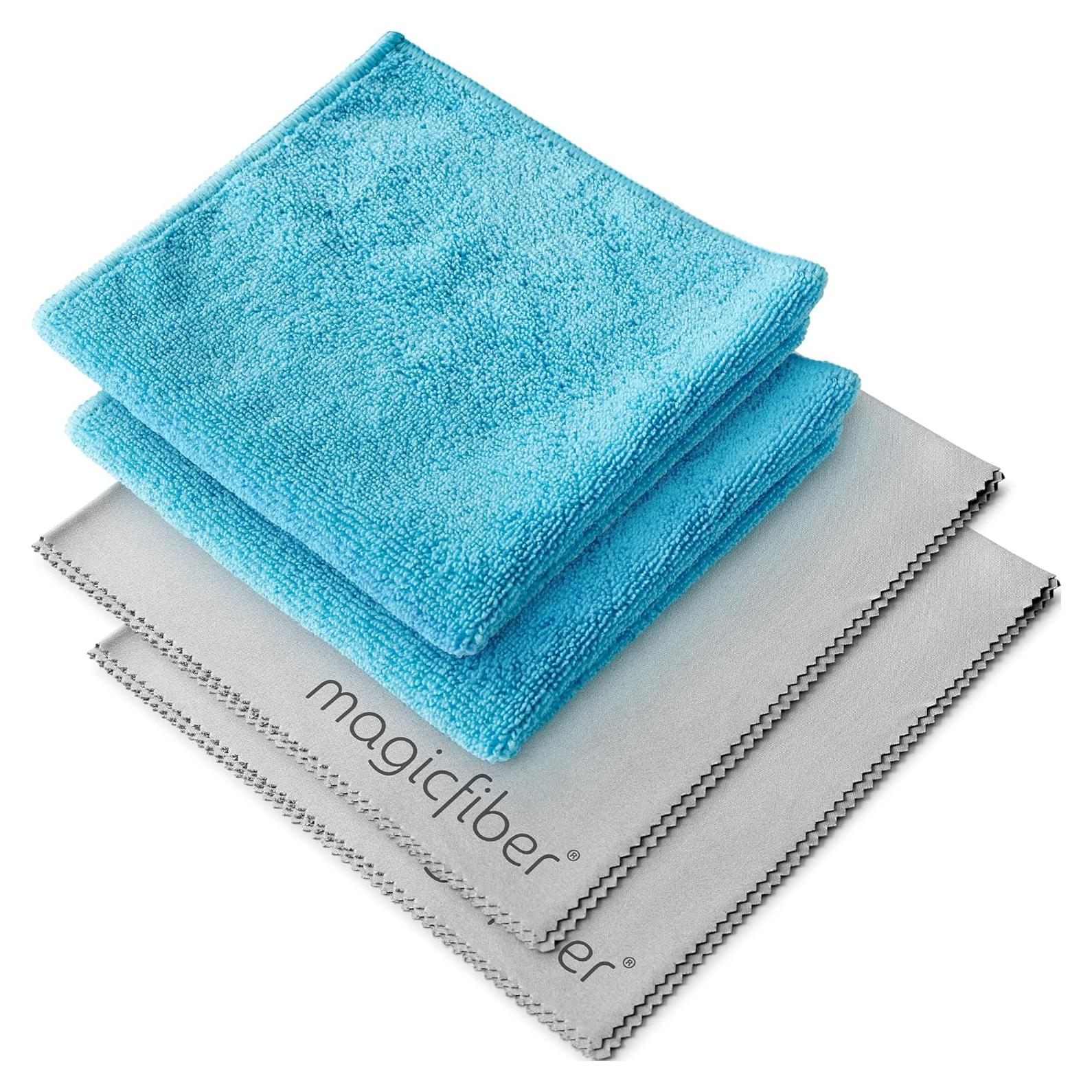 Paño de Limpieza MagicFiber (Paquete de 4, 33x33 cm) Reutilizable