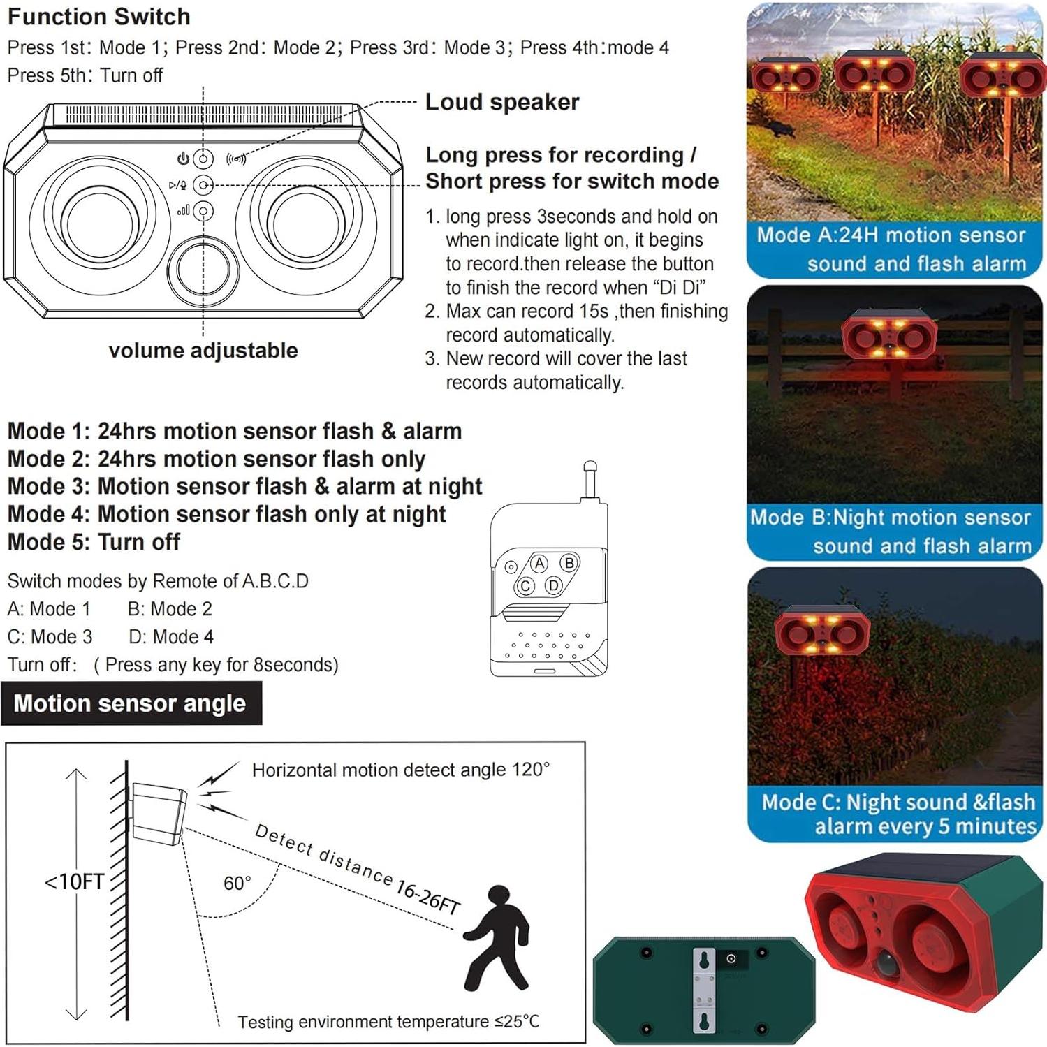 Alarma de Movimiento Solar SENKEFEI FD-T116 130dB con Control Remoto