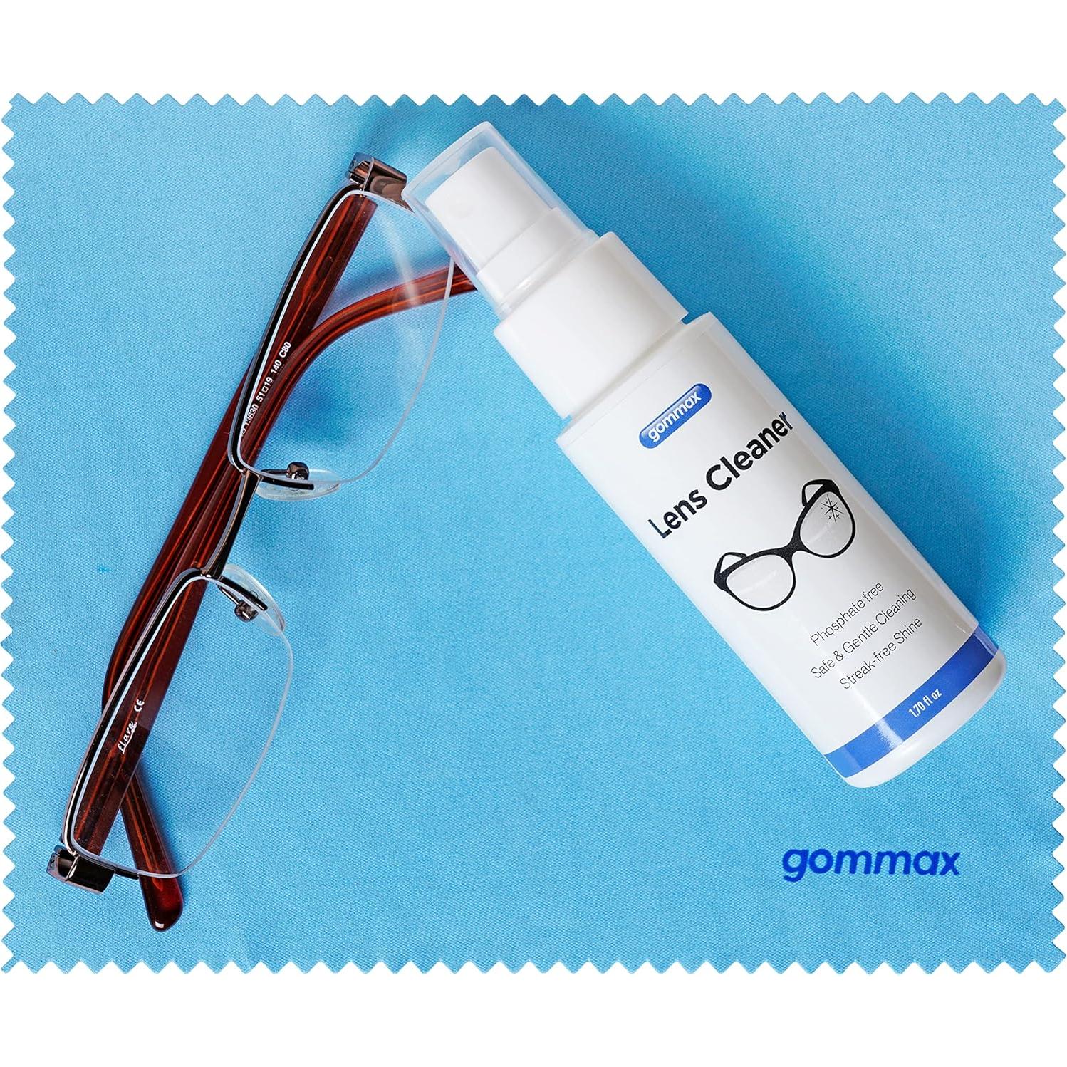 Kit de limpieza de gafas GOMMAX con paño y spray 50 ml