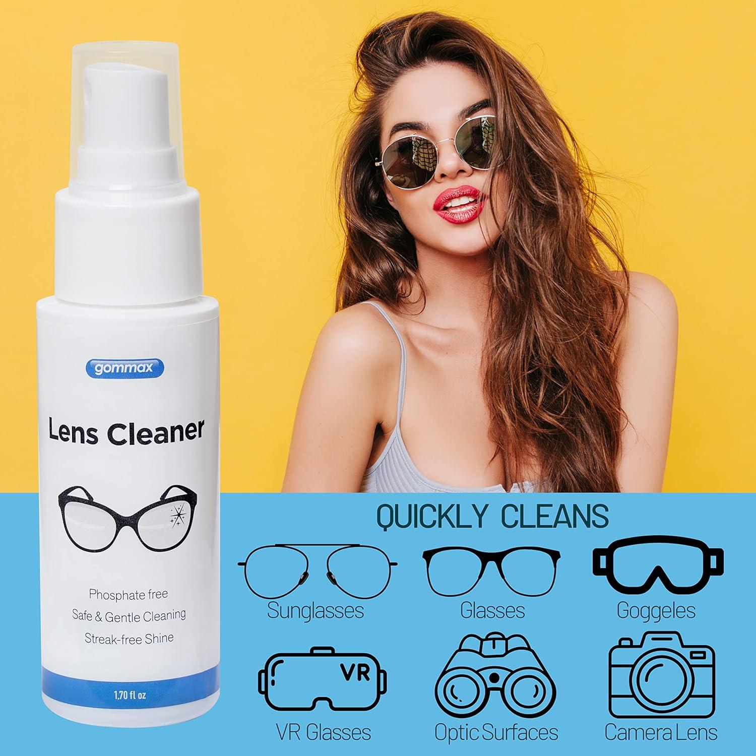 Kit de limpieza de gafas GOMMAX con paño y spray 50 ml