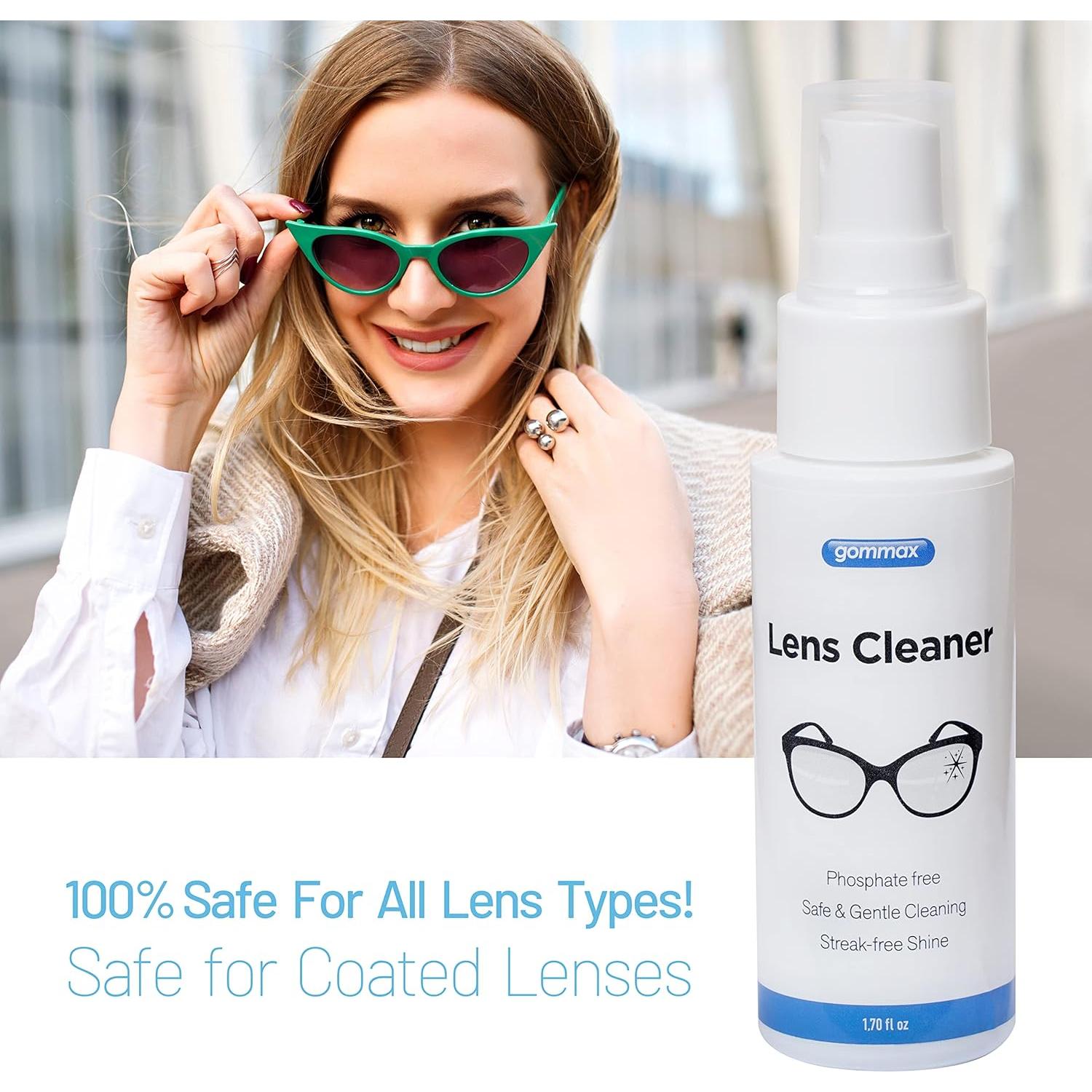 Kit de limpieza de gafas GOMMAX con paño y spray 50 ml